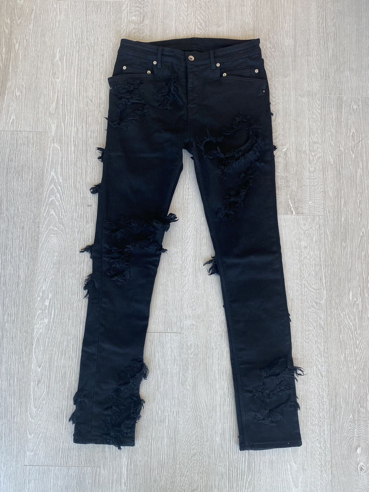 Rick Owens Tyrone Cut Destroyed Denim