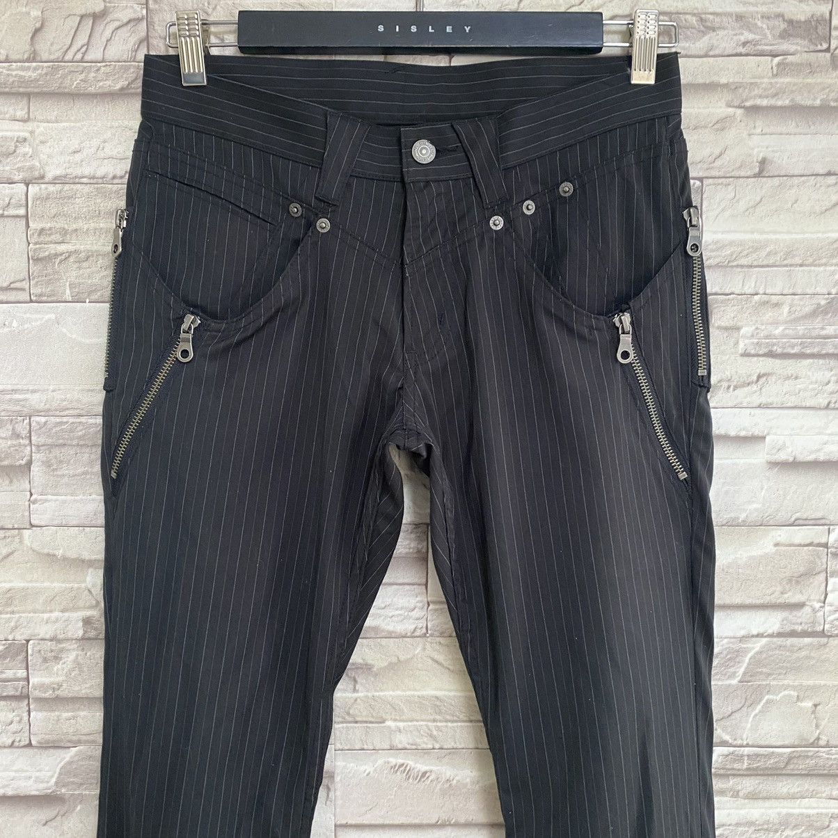 image of Ppfm Pinstriped Zipper Pants in Black, Men's (Size 29)