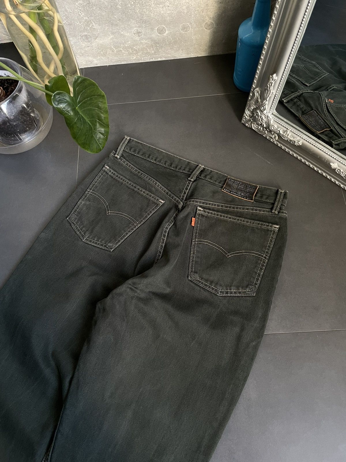 Japanese Brand Vintage Levi’s 881 Green Rare Perfect Faded Baggy Pants Y2K Size US 33 - 3 Thumbnail