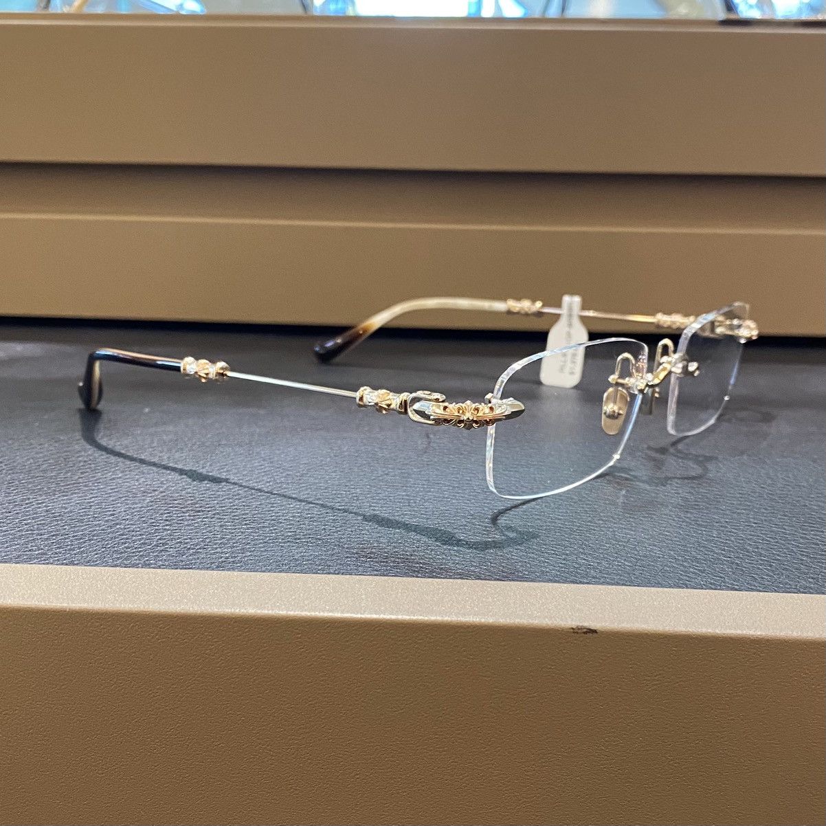 image of Chrome Hearts Pills Iii Gold White Frames, Men's