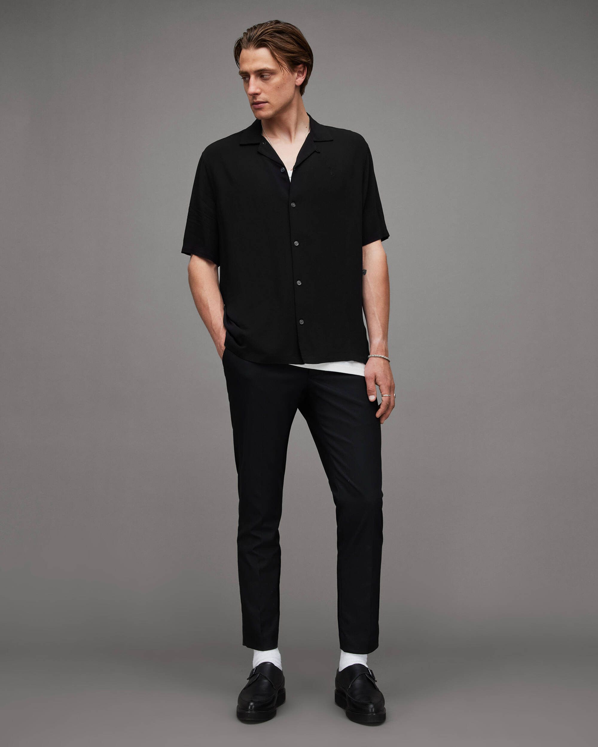 Allsaints Allsaints Venice Black Viscose Camp Aloha Shirt XS Size US XS / EU 42 / 0 - 7 Thumbnail