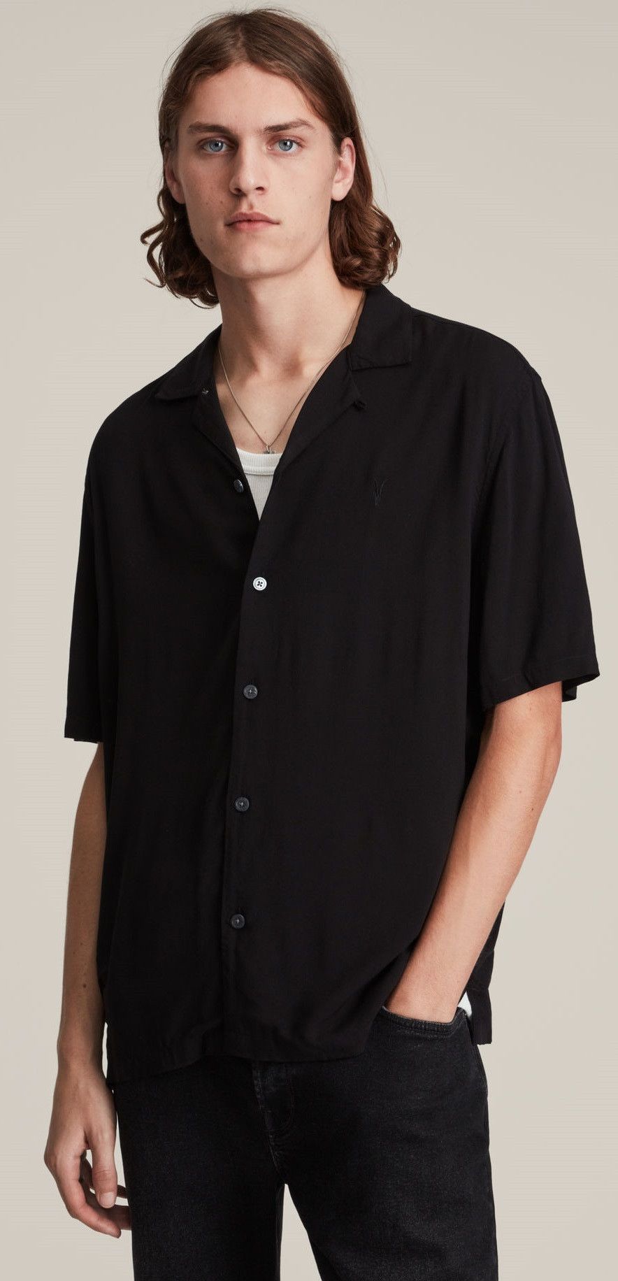 Allsaints Allsaints Venice Black Viscose Camp Aloha Shirt XS Size US XS / EU 42 / 0 - 8 Thumbnail