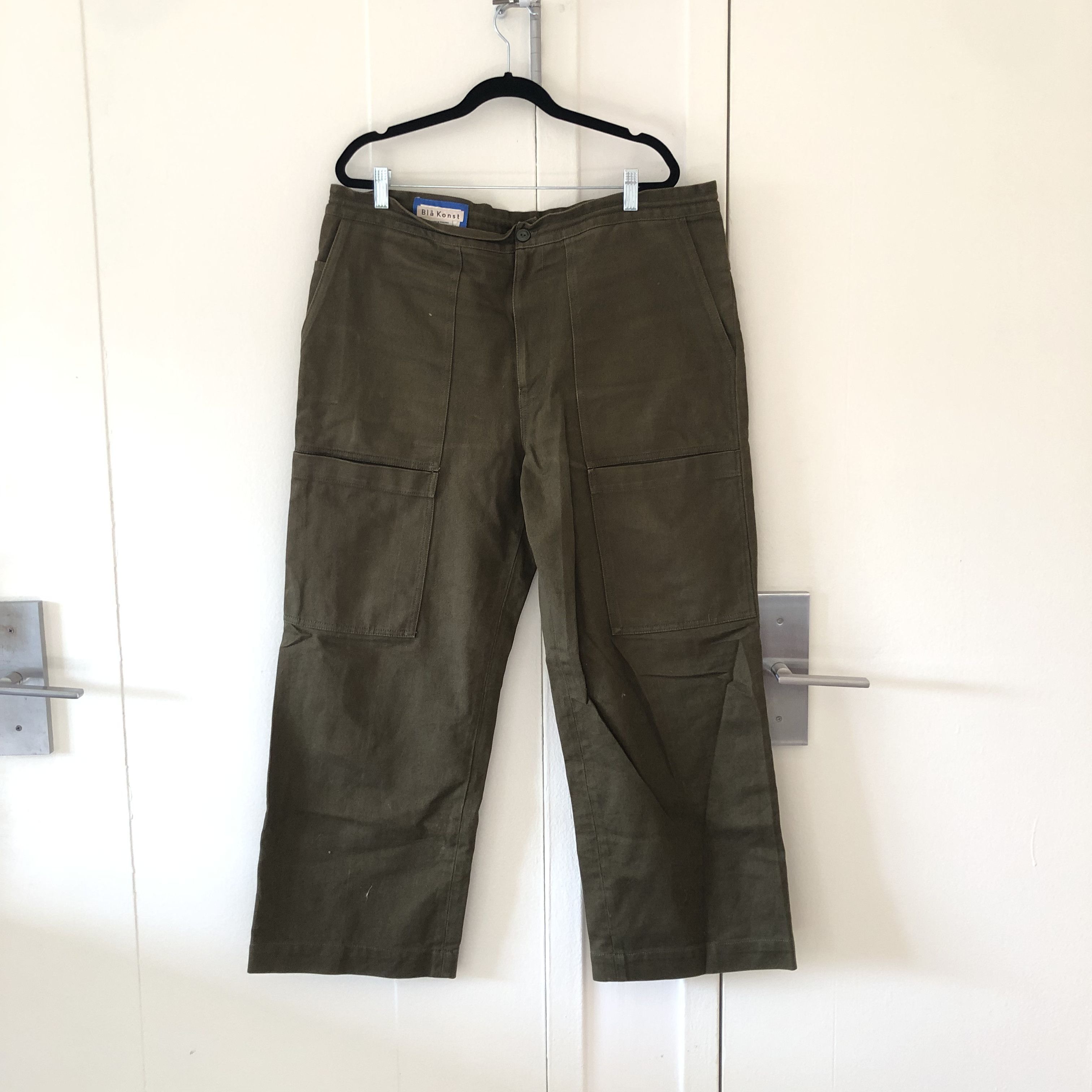 image of Acne Studios Bla Konst Military Work Pants in Olive Green, Men's (Size 36)