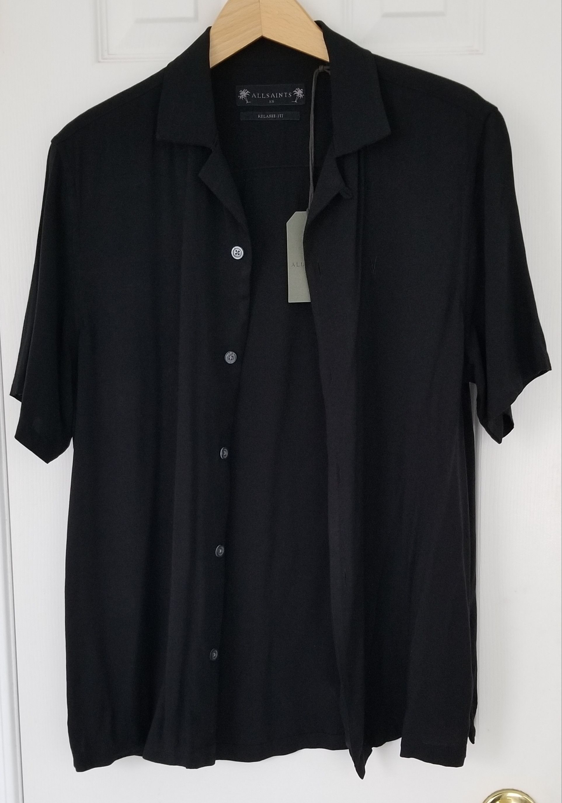 Allsaints Allsaints Venice Black Viscose Camp Aloha Shirt XS Size US S / EU 44-46 / 1 - 2 Thumbnail