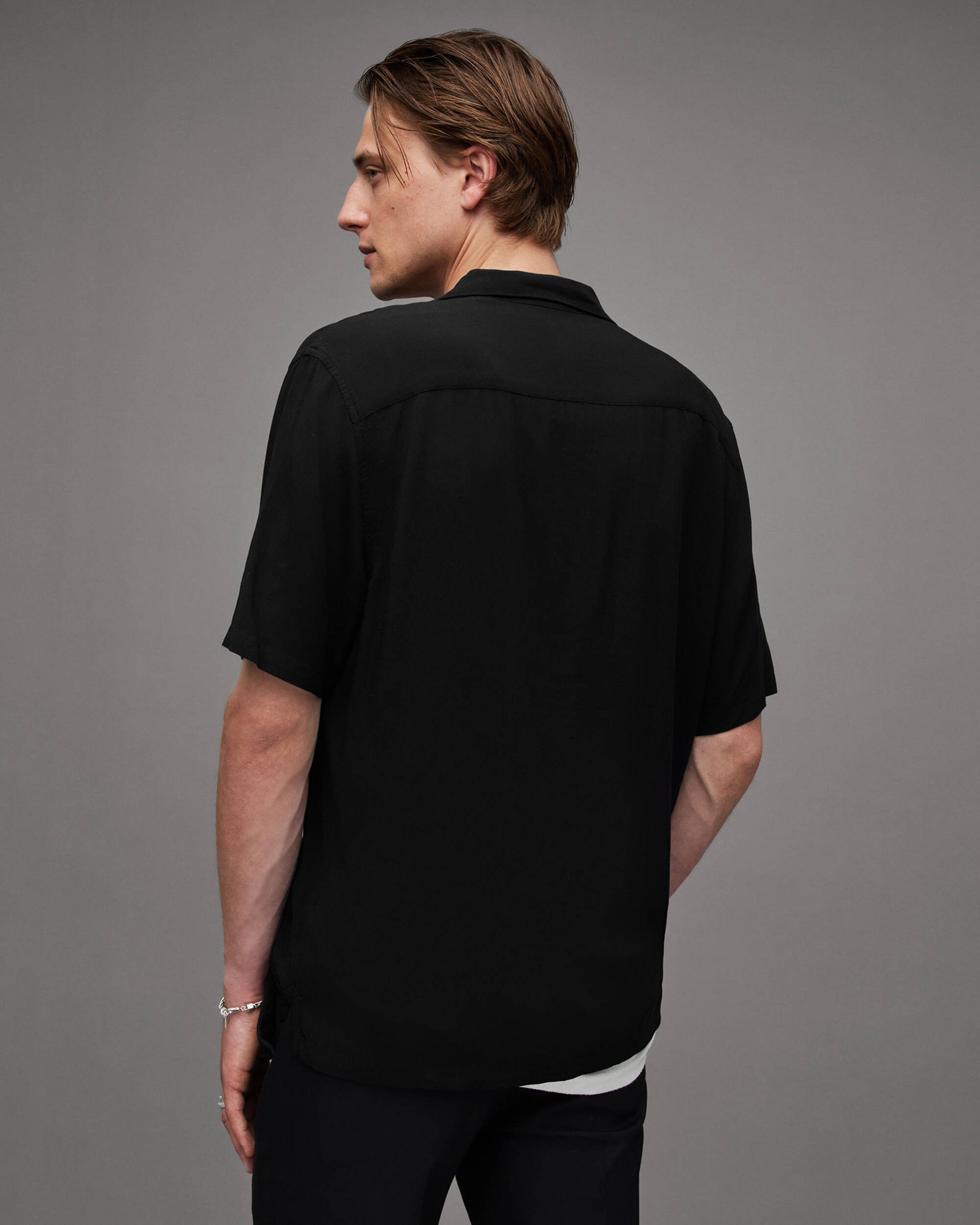 Allsaints Allsaints Venice Black Viscose Camp Aloha Shirt XS Size US S / EU 44-46 / 1 - 6 Thumbnail