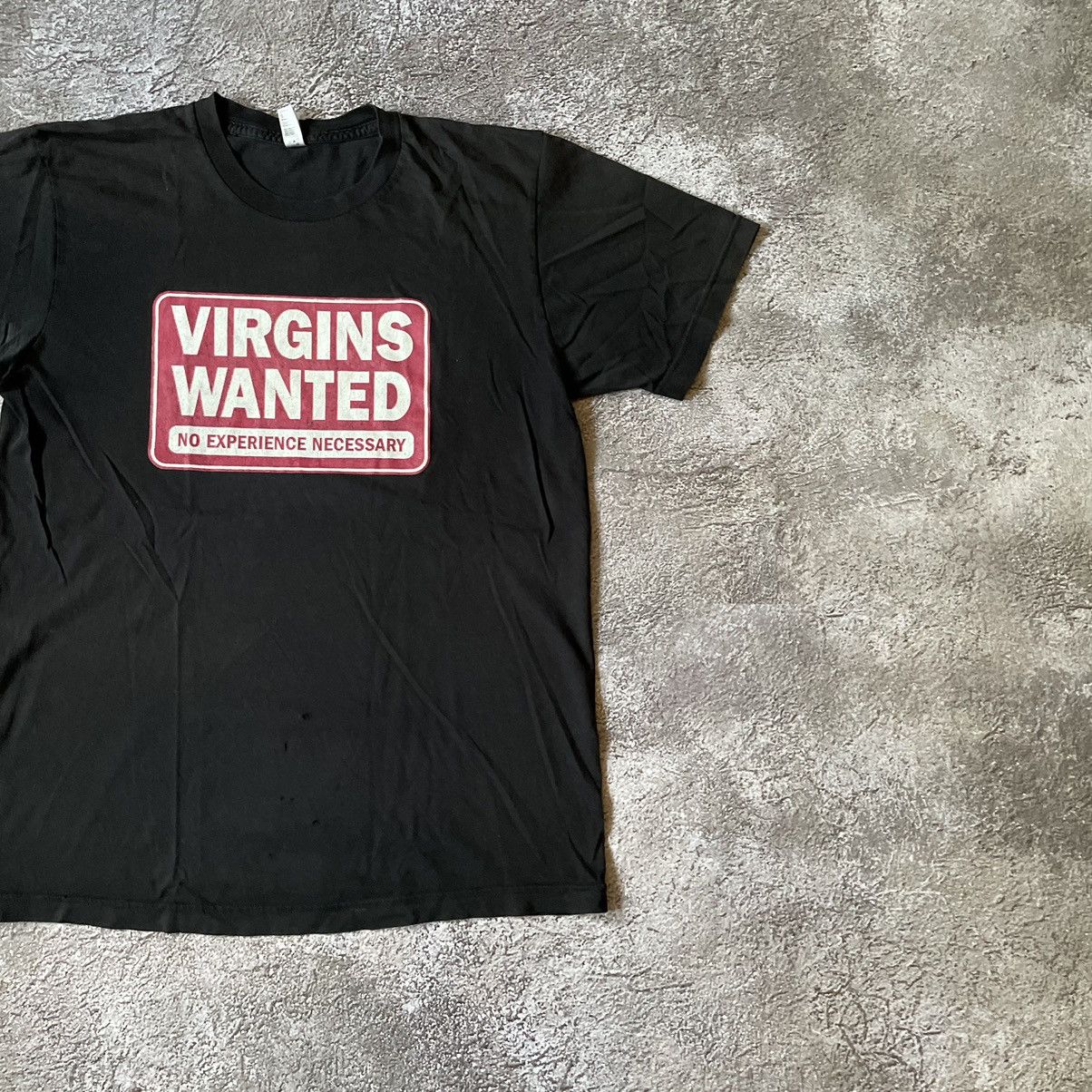 Vintage Vintage Y2K Graphic Tee Virgins Wanted Funny Print Black M Size US M / EU 48-50 / 2 - 3 Thumbnail