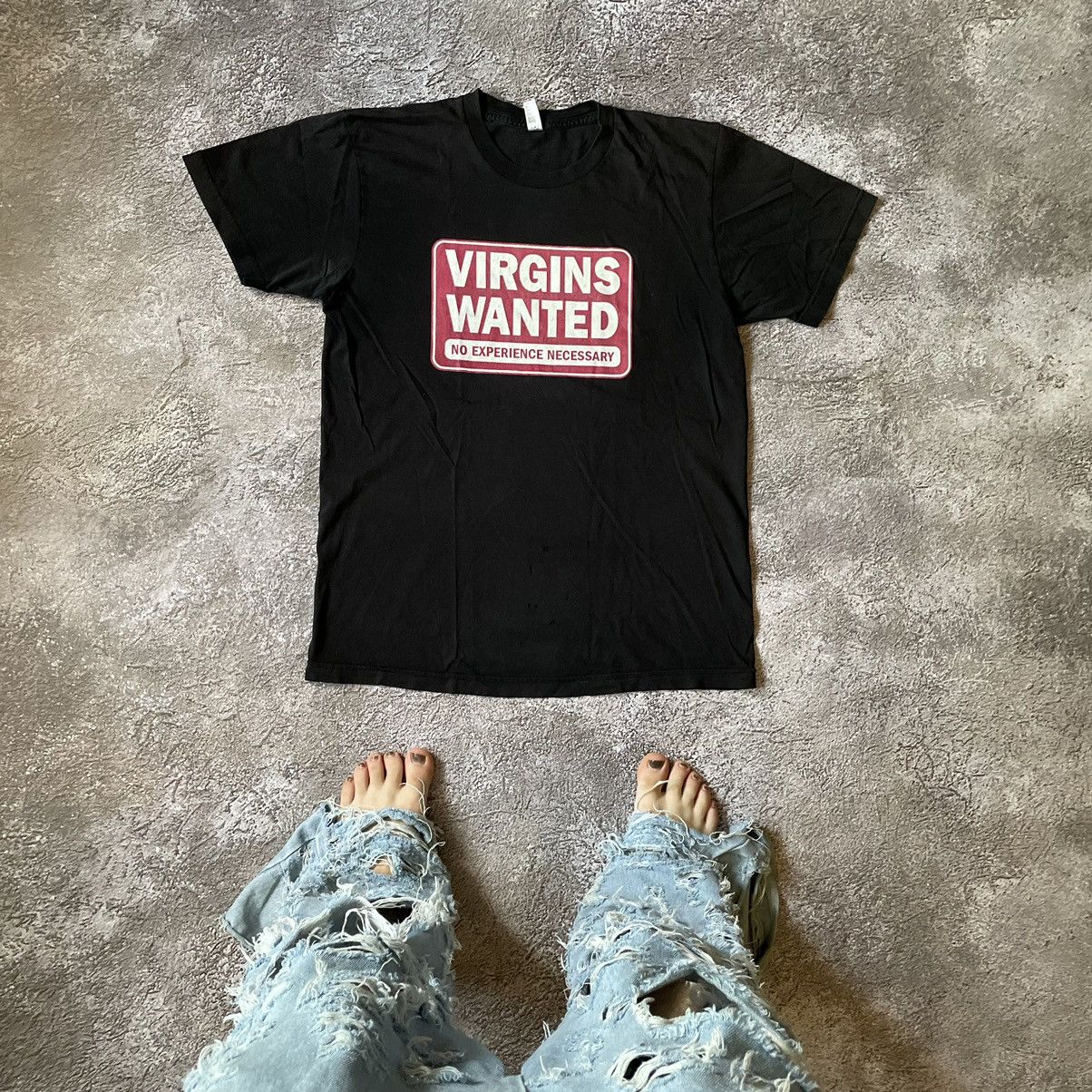 Vintage Vintage Y2K Graphic Tee Virgins Wanted Funny Print Black M Size US M / EU 48-50 / 2 - 1 Thumbnail