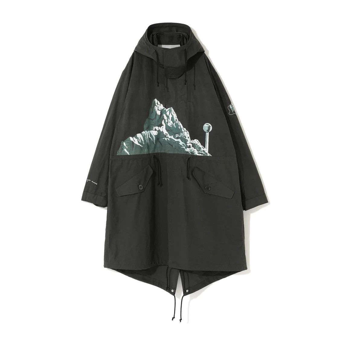 image of Undercover Graphic Print Cotton Parka in Dark Green, Men's (Size XL)