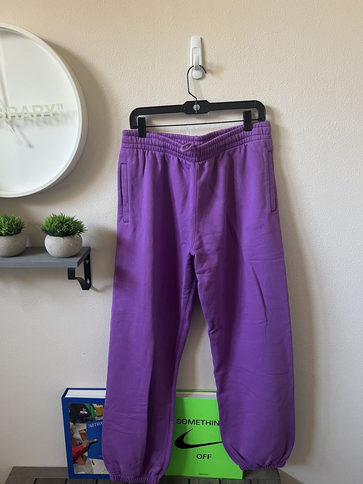 Pre-owned Off-white Diagonal Logo Sweatpants In Orchid