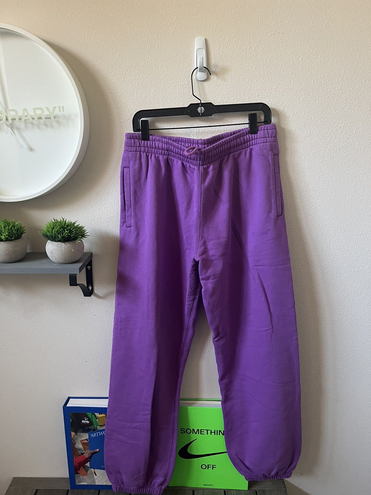 image of Off White Off-White Diagonal Logo Sweatpants in Orchid, Men's (Size 34)