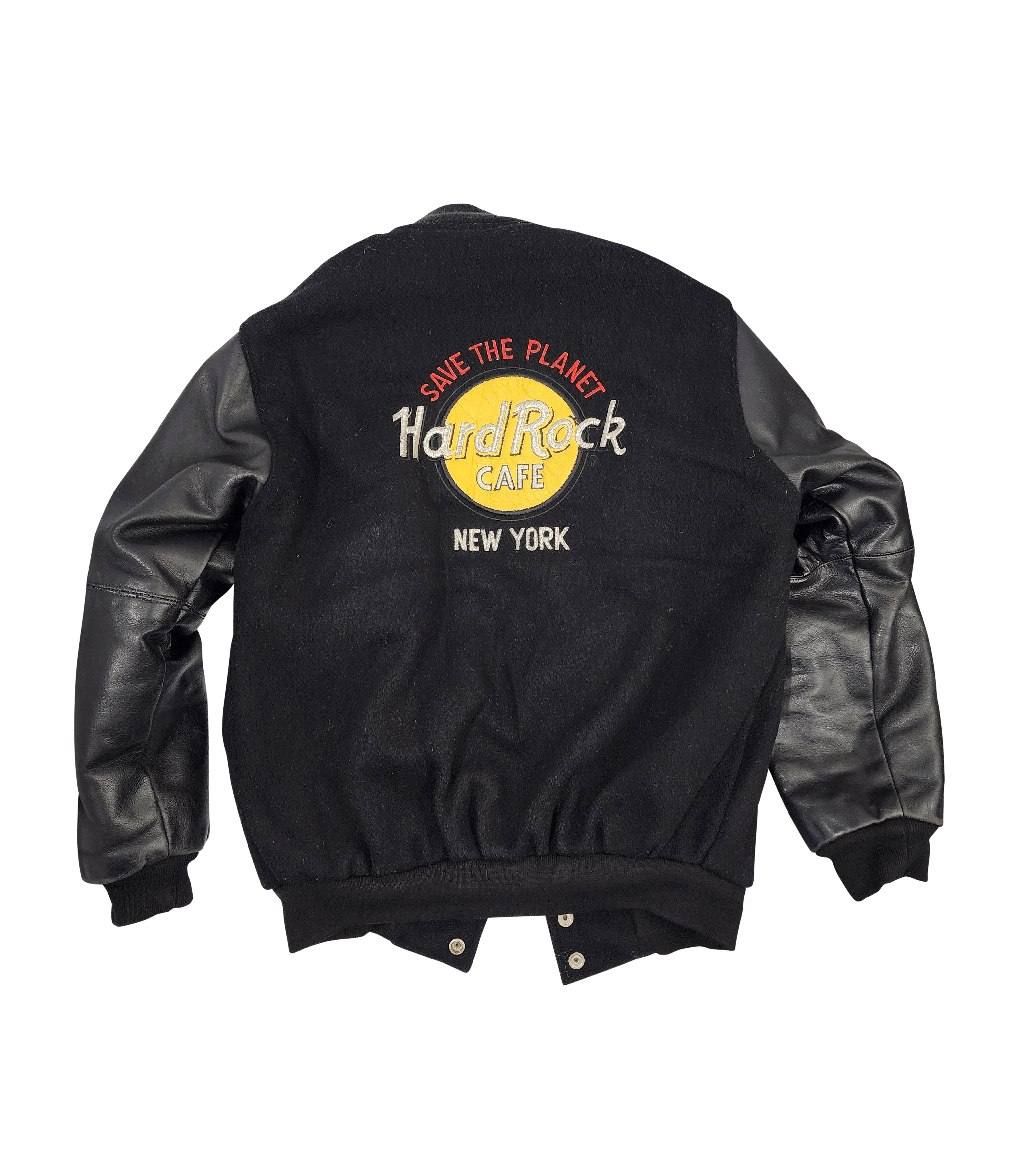 Vintage Vintage Hardrock Cafe Leather Bomber Jacket New York Size US M / EU 48-50 / 2 - 2 Preview
