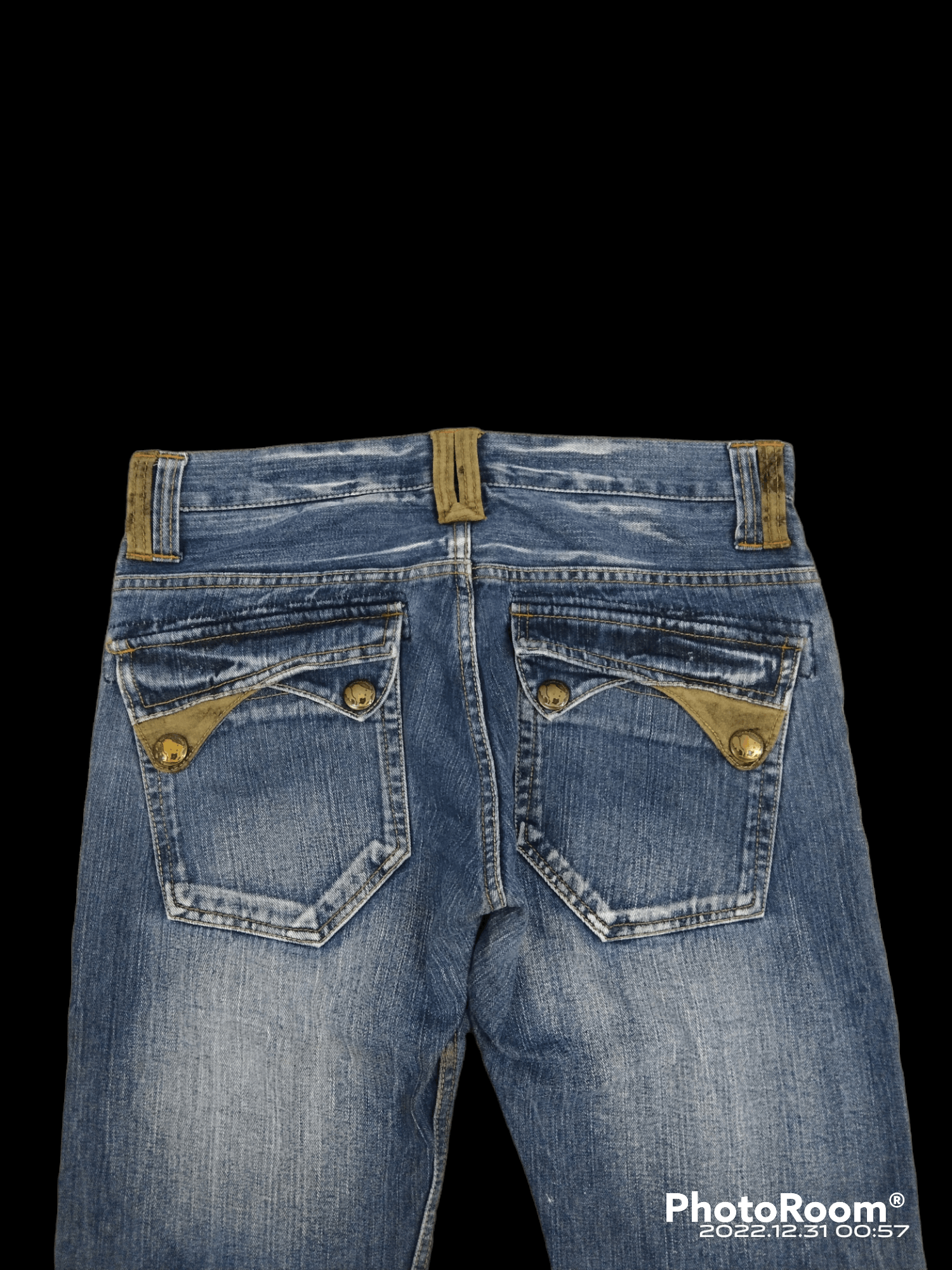 Japanese Brand FLARE🔥WASHED BLUE UJ DENIM PANTS Size US 32 / EU 48 - 4 Thumbnail