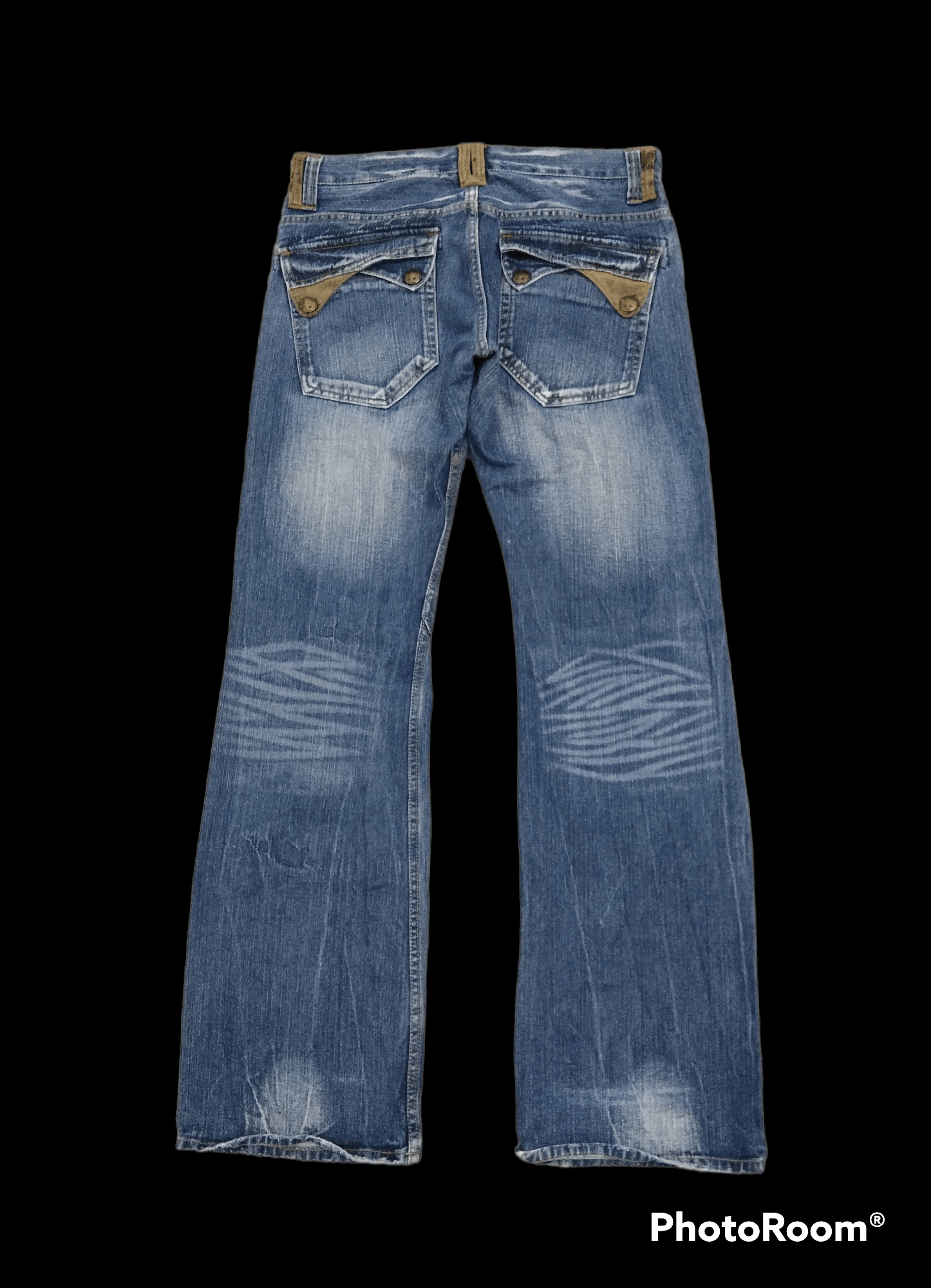 Japanese Brand FLARE🔥WASHED BLUE UJ DENIM PANTS Size US 32 / EU 48 - 2 Thumbnail