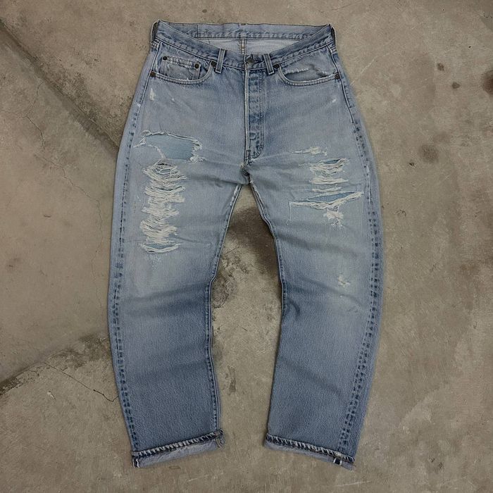 Vintage Light Wash Distressed Levi’s 501 Redline Selvedge Jeans D88 ...