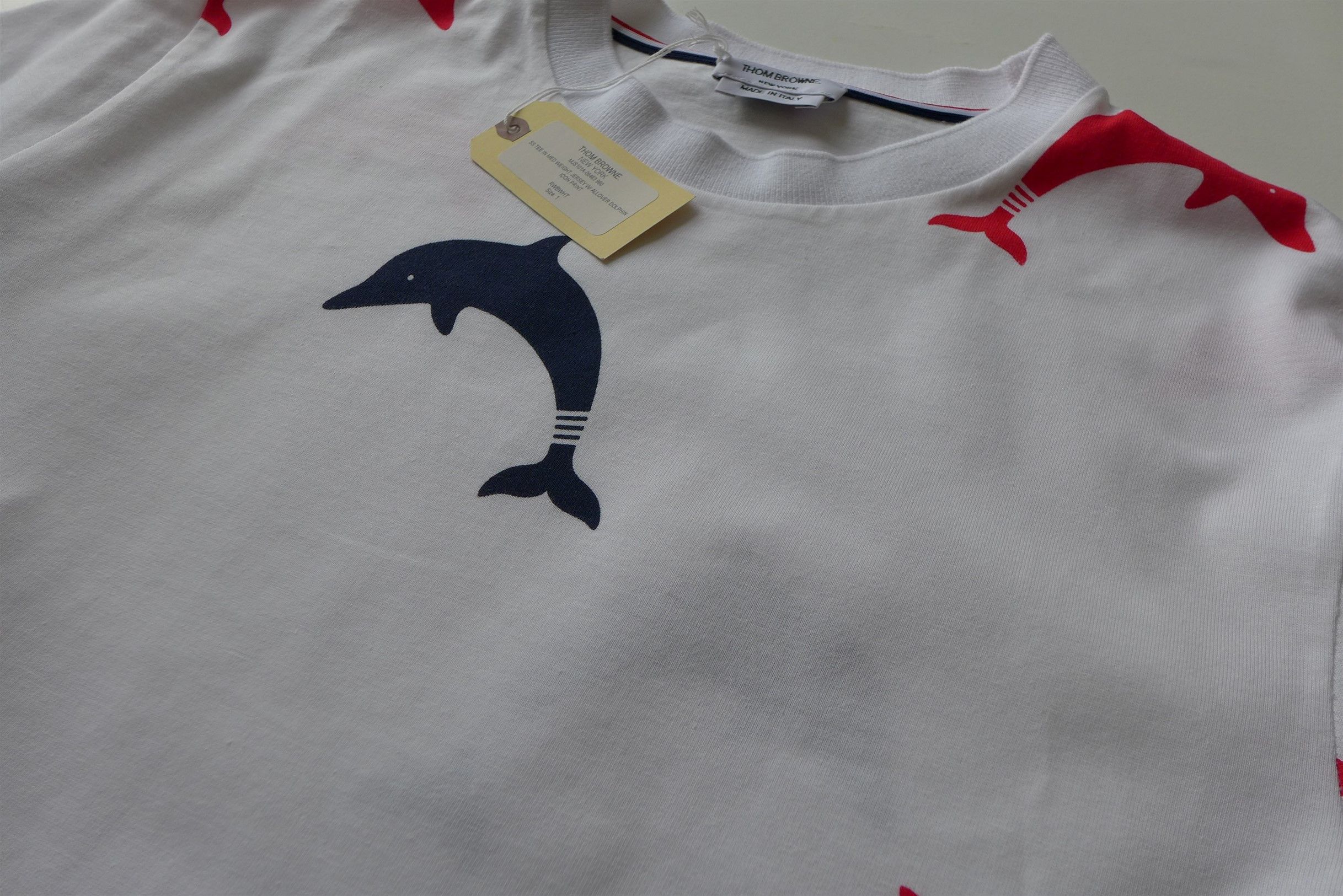Thom Browne Thom Browne White Dolphin Print T-Shirt Size US S / EU 44-46 / 1 - 7 Thumbnail