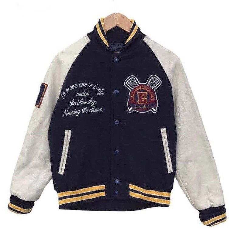 Vintage RARE🔥 Eastboy Lacrose 1981 Wool Jacket Leather Sleeve Size US S / EU 44-46 / 1 - 1 Thumbnail