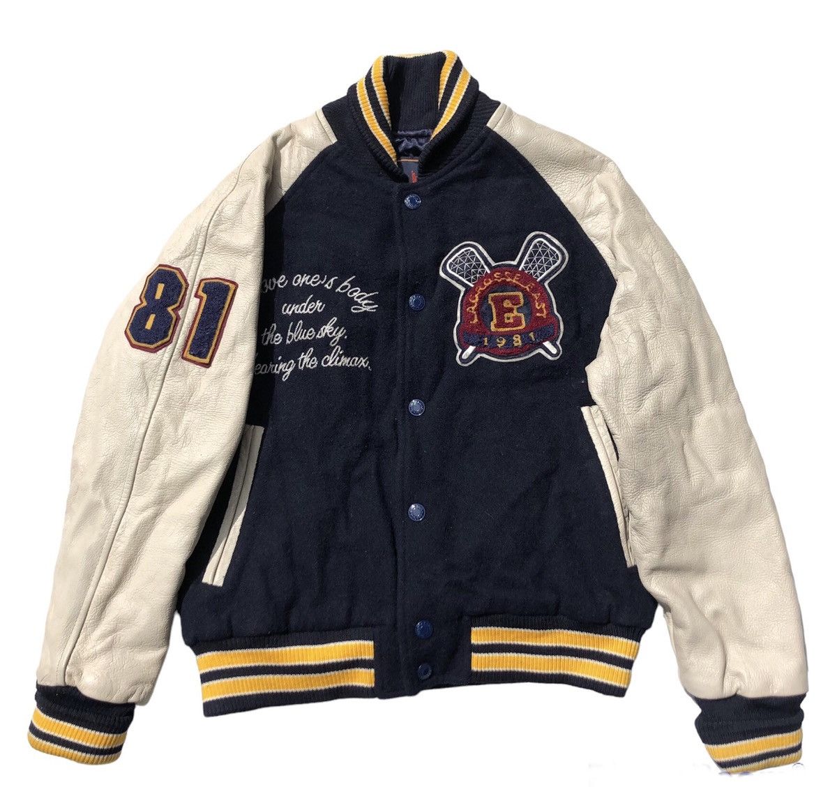 Vintage RARE🔥 Eastboy Lacrose 1981 Wool Jacket Leather Sleeve Size US S / EU 44-46 / 1 - 6 Thumbnail