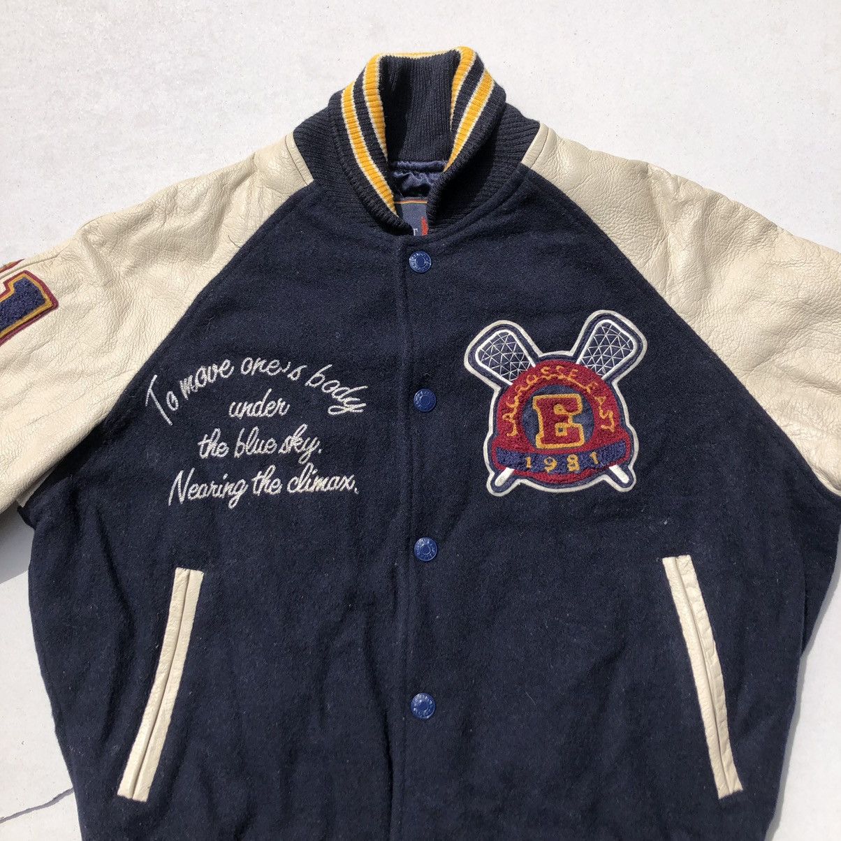 Vintage RARE🔥 Eastboy Lacrose 1981 Wool Jacket Leather Sleeve Size US S / EU 44-46 / 1 - 4 Thumbnail