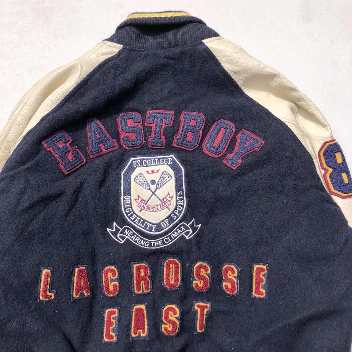Vintage RARE🔥 Eastboy Lacrose 1981 Wool Jacket Leather Sleeve Size US S / EU 44-46 / 1 - 5 Thumbnail