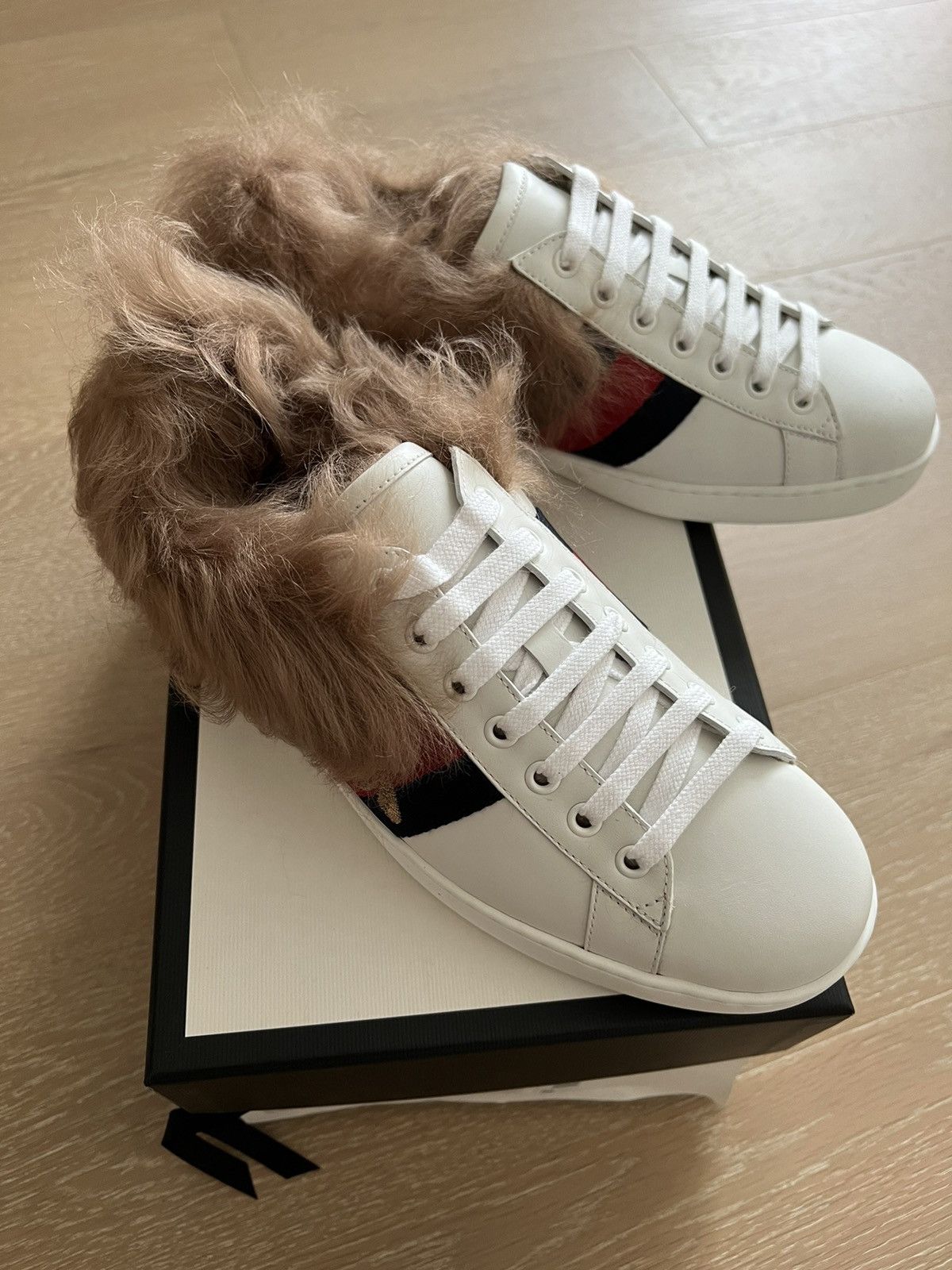 Gucci Gucci Ace Fur low top Trainer Sneakers Size US 7.5 / EU 40-41 - 1 Thumbnail