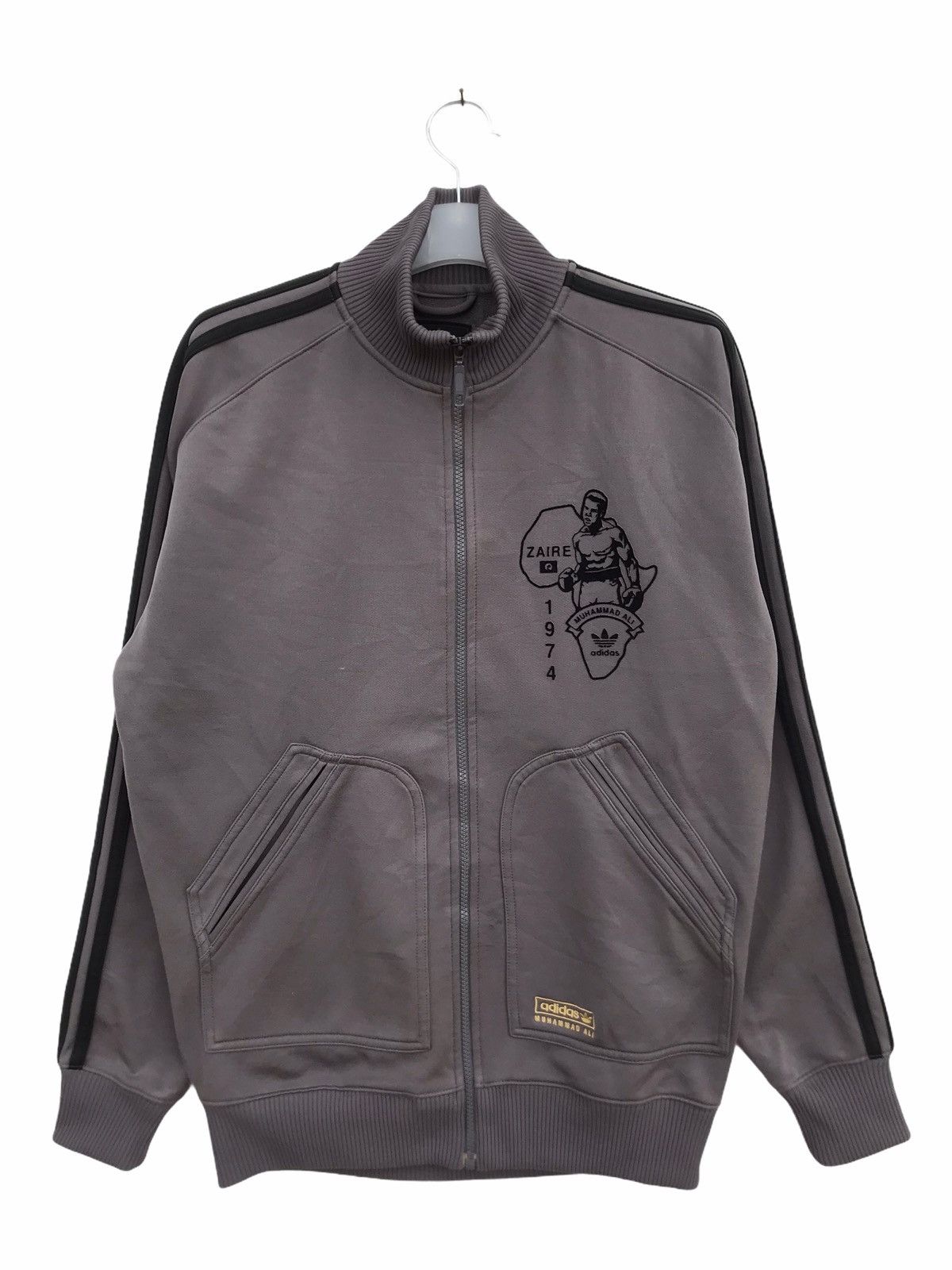 image of Vintage Adidas Mohammad Ali Tracktop Size S Fit M in Grey, Men's