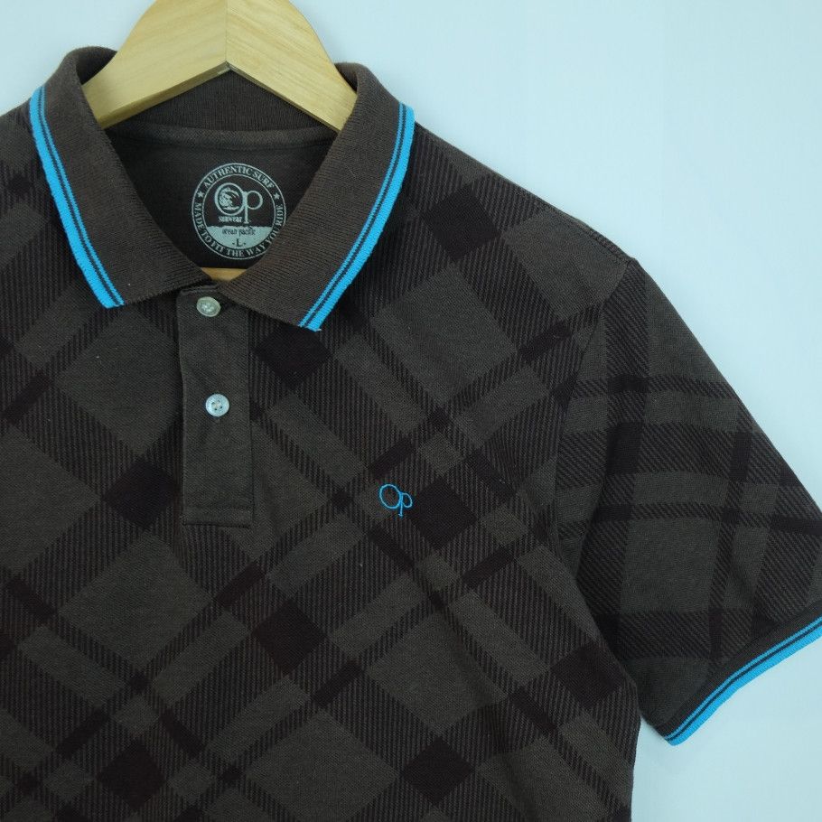 Vintage OCEAN PACIFIC Surf Wear Check Polo Shirt Size US L / EU 52-54 / 3 - 3 Thumbnail