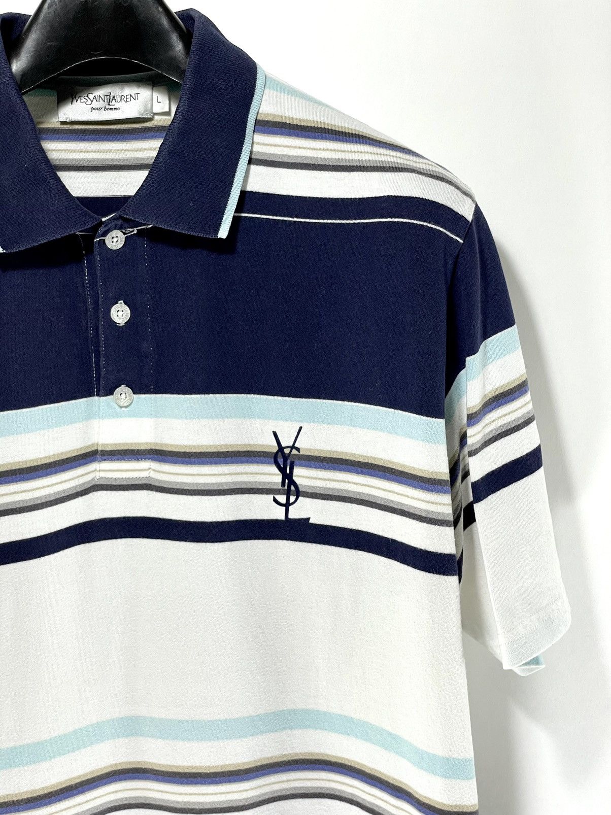 Yves Saint Laurent ysl big logo polo shirt Size US M / EU 48-50 / 2 - 3 Thumbnail