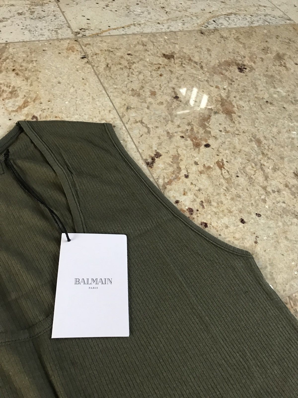 Balmain Khaki Ribbed Tank Size US XL / EU 56 / 4 - 8 Thumbnail