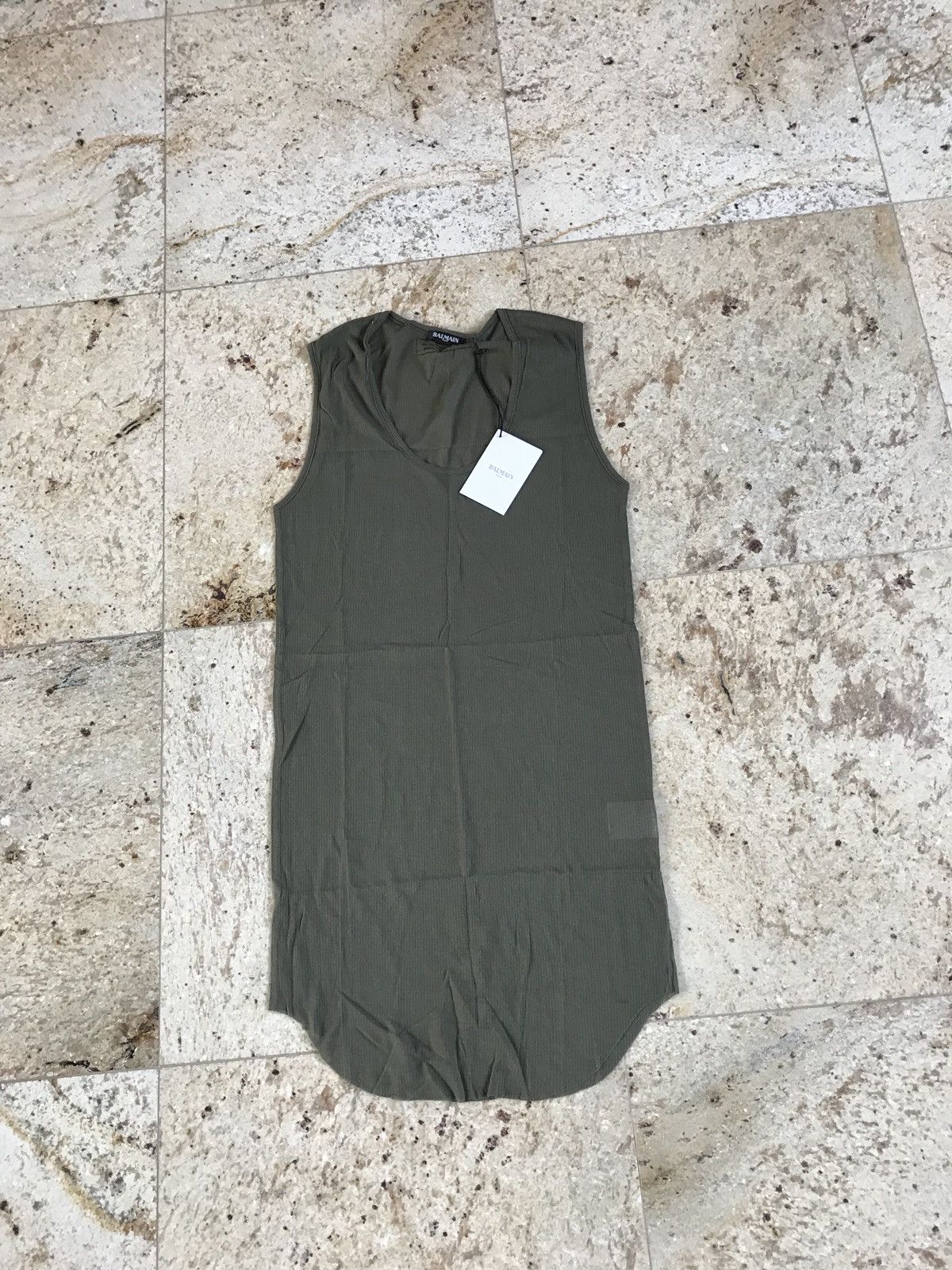 Balmain Khaki Ribbed Tank Size US XL / EU 56 / 4 - 2 Thumbnail
