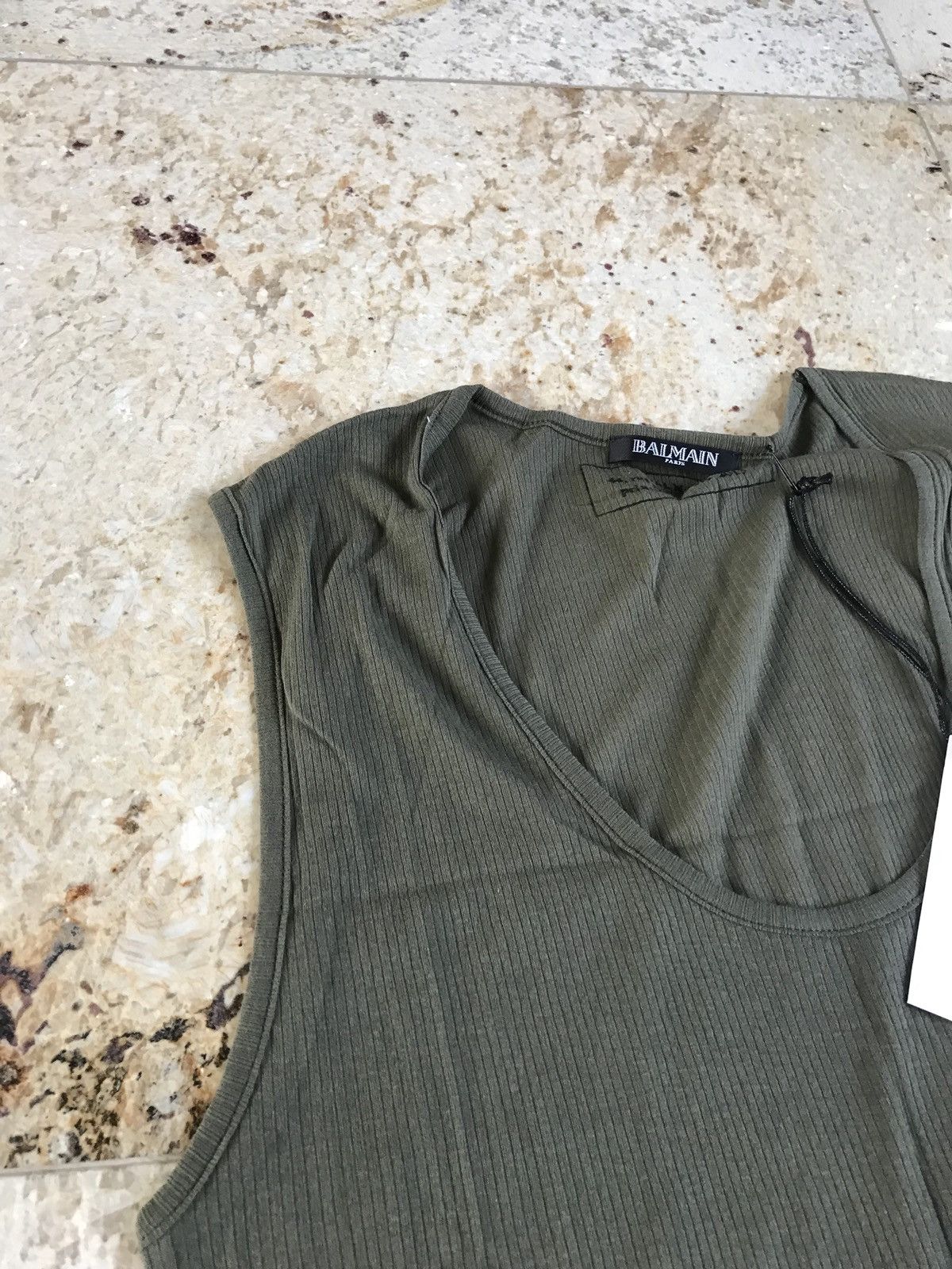 Balmain Khaki Ribbed Tank Size US XL / EU 56 / 4 - 3 Thumbnail