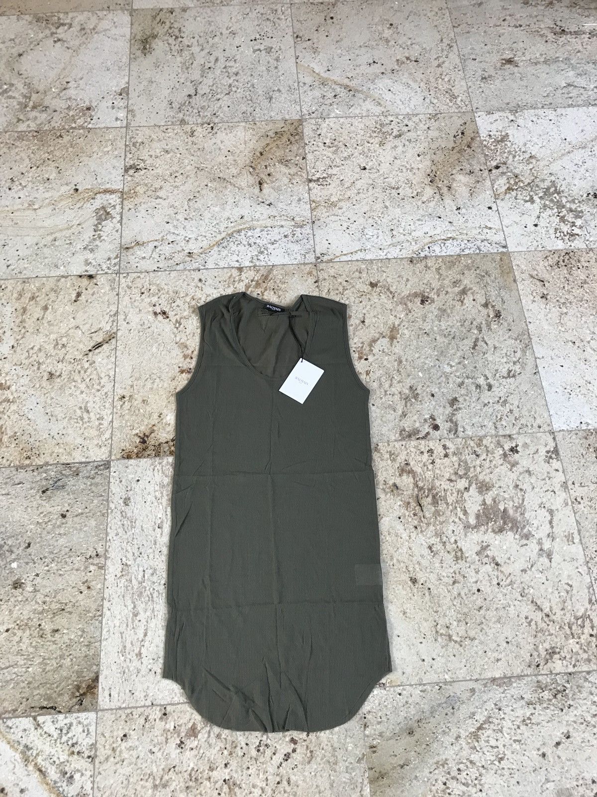 Balmain Khaki Ribbed Tank Size US XL / EU 56 / 4 - 1 Thumbnail