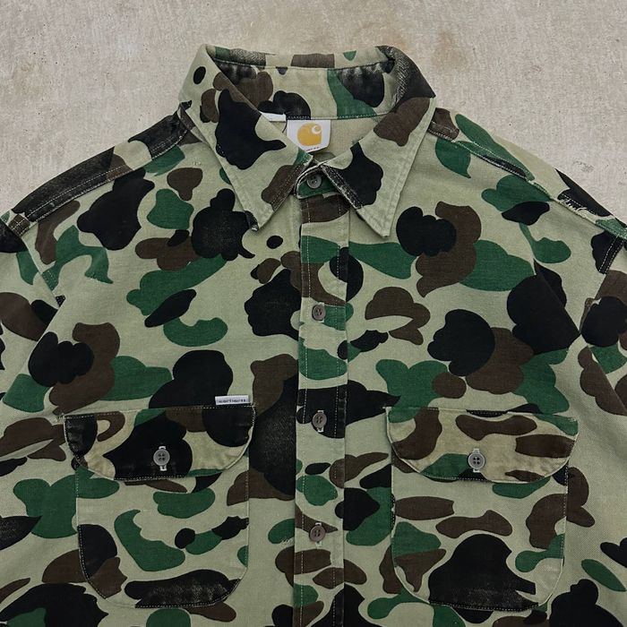 Vintage 90s Woodland Camo Carhartt Cotton Overshirt XL G53 | Grailed