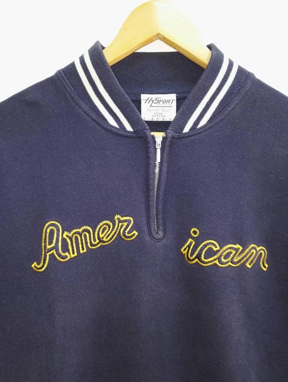 Japanese Brand Vintage Streetwear AMERICAN Half Zipper Sweatshirt Size US M / EU 48-50 / 2 - 2 Thumbnail