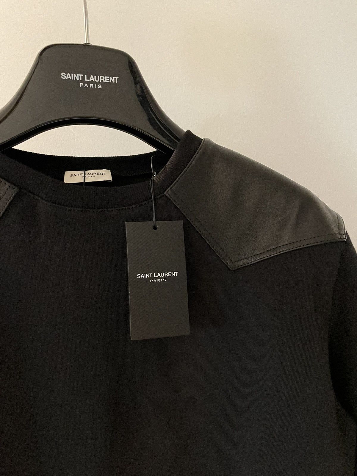 Hedi Slimane × Saint Laurent Paris × Yves Saint Laurent $2K Value Limited Edition Runway Leather Crewneck Sweatshirt Size US M / EU 48-50 / 2 - 10 Thumbnail