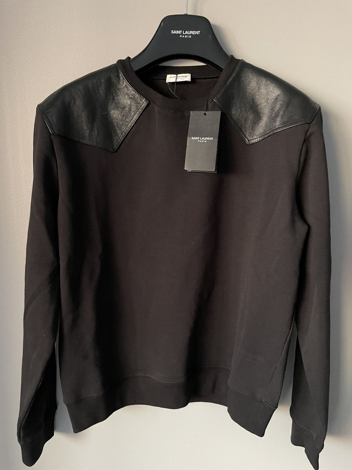 Hedi Slimane × Saint Laurent Paris × Yves Saint Laurent $2K Value Limited Edition Runway Leather Crewneck Sweatshirt Size US M / EU 48-50 / 2 - 15 Thumbnail