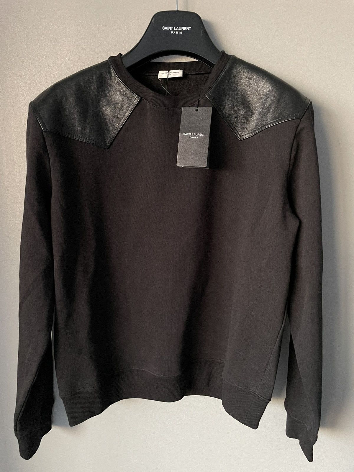 Hedi Slimane × Saint Laurent Paris × Yves Saint Laurent $2K Value Limited Edition Runway Leather Crewneck Sweatshirt Size US M / EU 48-50 / 2 - 5 Thumbnail