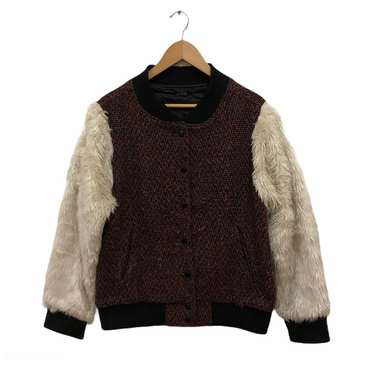 Mink Fur Sleeve Zipper Jacket Bomber Style SUREVE