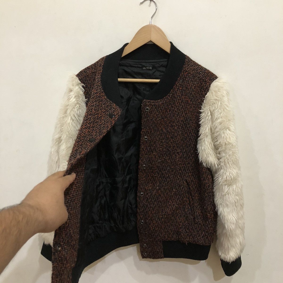 Japanese Brand Mink Fur Sleeve Zipper Jacket Bomber Style SUREVE Size US L / EU 52-54 / 3 - 9 Thumbnail