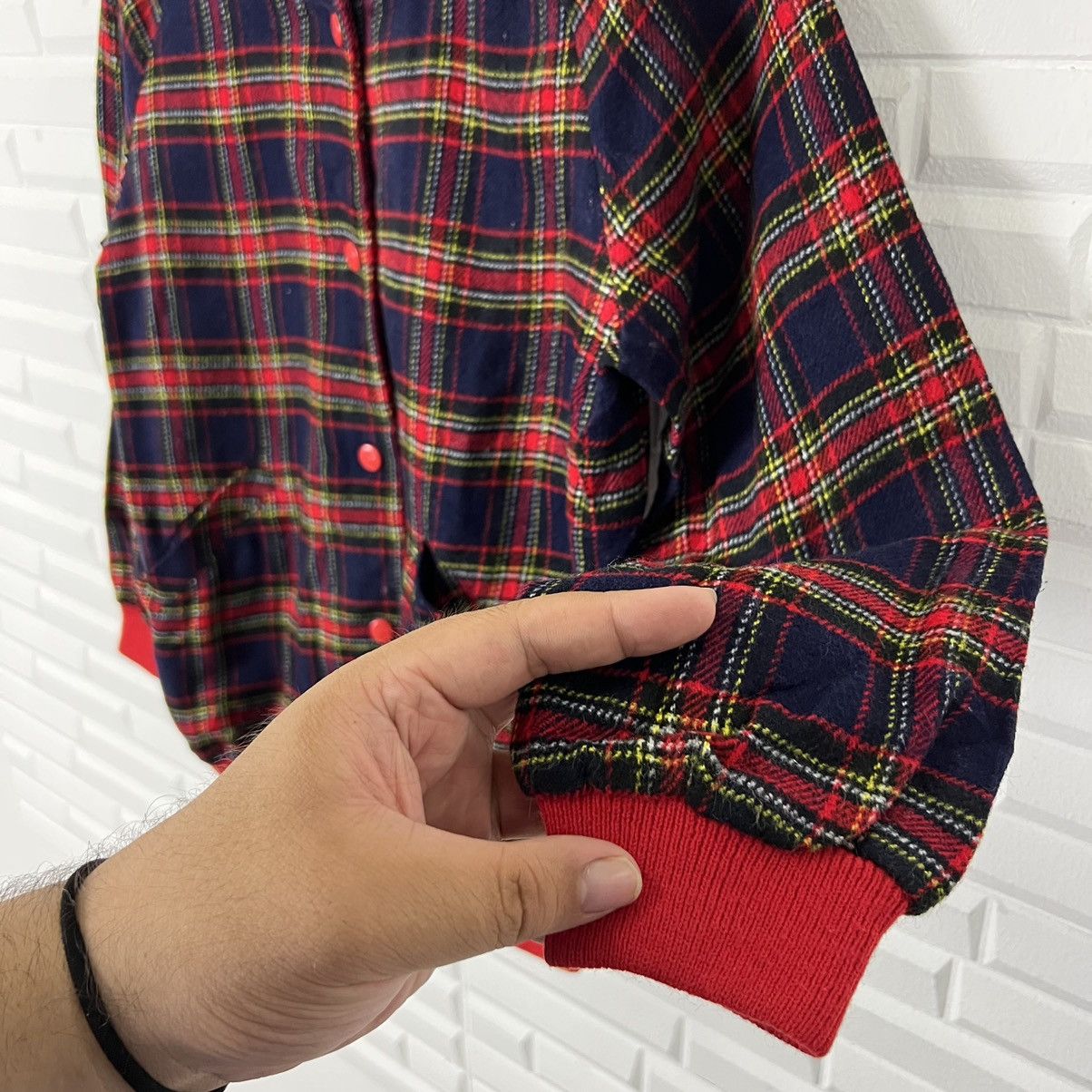 Japanese Brand VINTAGE VARSITY JACKET TARTAN DESIGN PUNK STYLE Size US S / EU 44-46 / 1 - 4 Thumbnail