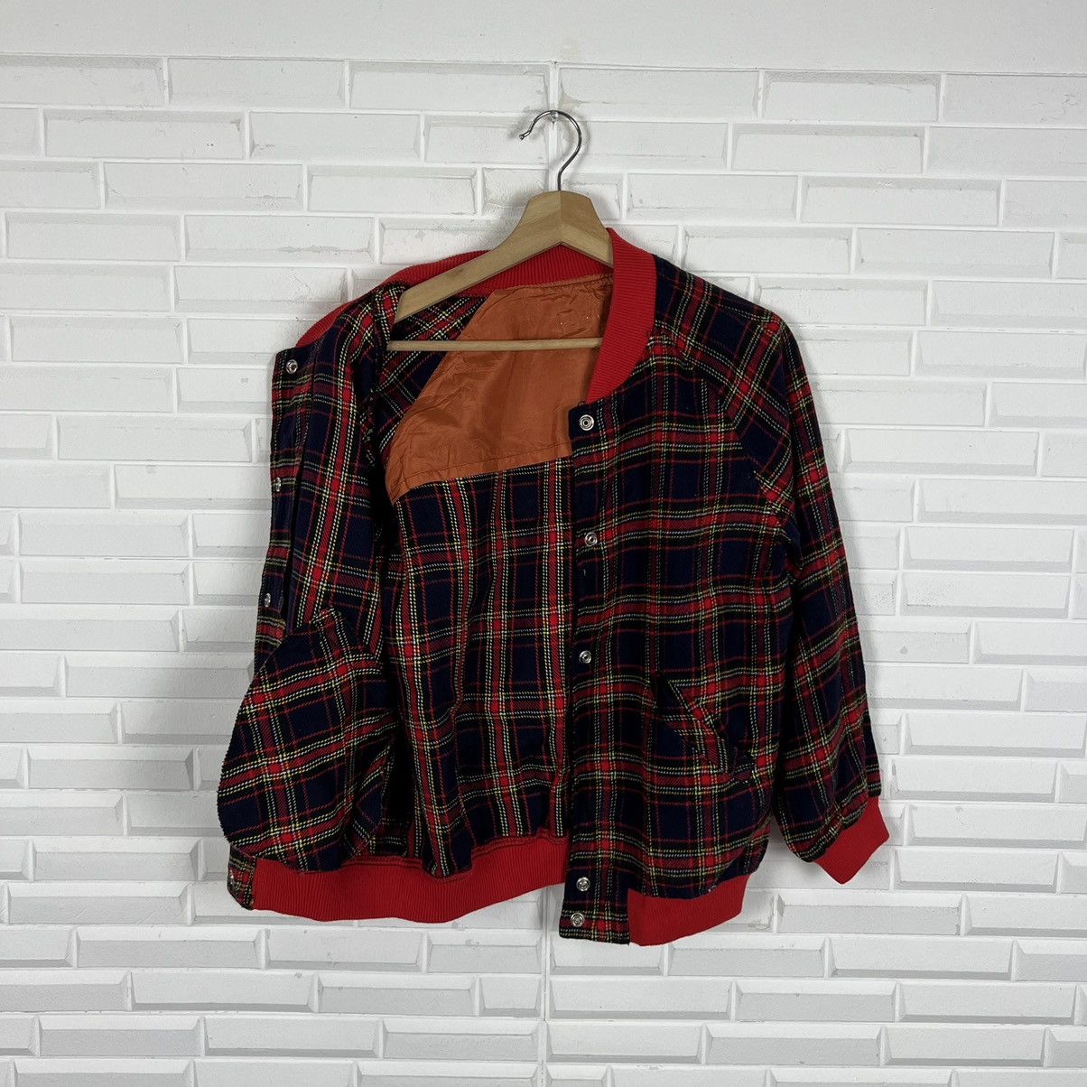 Japanese Brand VINTAGE VARSITY JACKET TARTAN DESIGN PUNK STYLE Size US S / EU 44-46 / 1 - 8 Thumbnail
