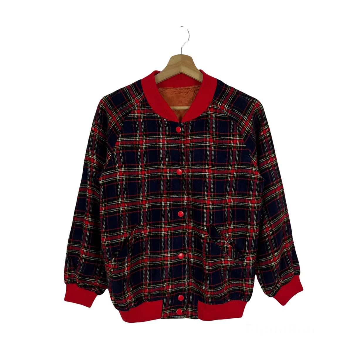 Japanese Brand VINTAGE VARSITY JACKET TARTAN DESIGN PUNK STYLE Size US S / EU 44-46 / 1 - 1 Thumbnail