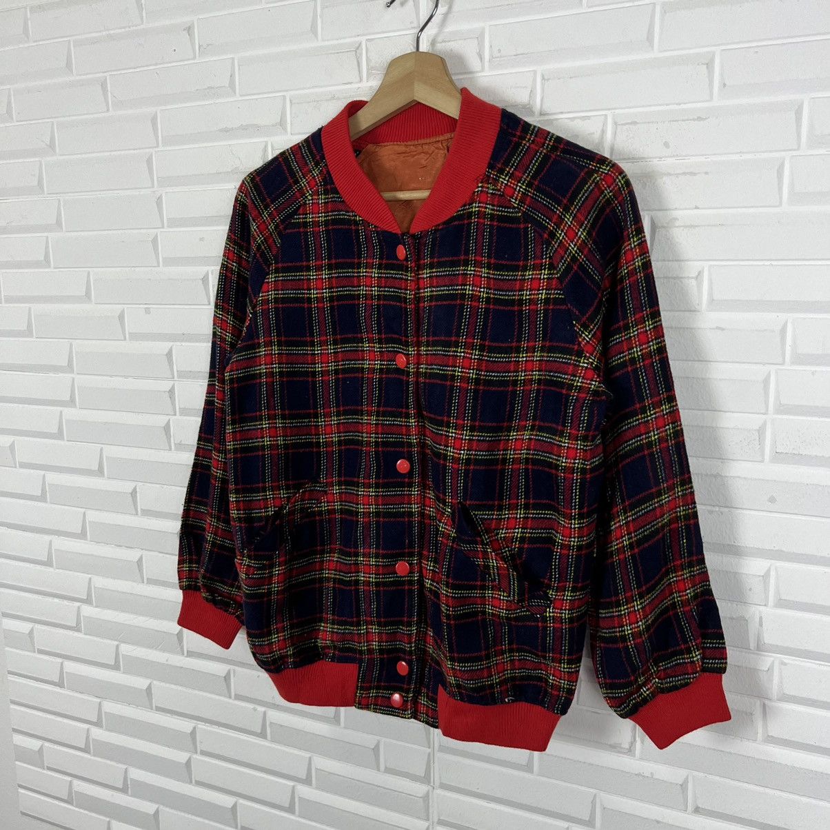 Japanese Brand VINTAGE VARSITY JACKET TARTAN DESIGN PUNK STYLE Size US S / EU 44-46 / 1 - 2 Thumbnail