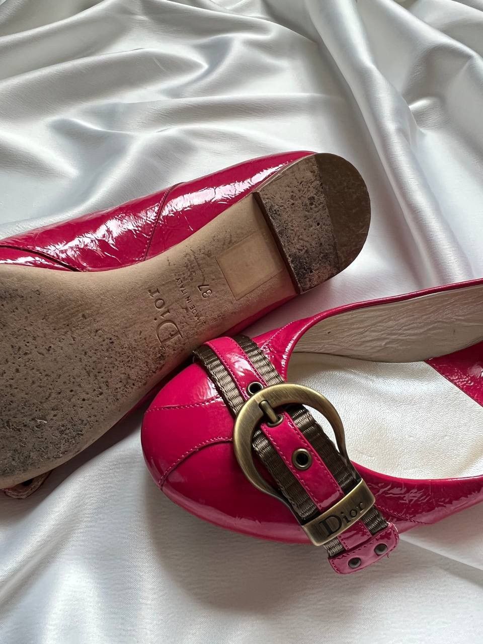 Dior Christian Dior Pumps Ballet Flat Belt Leather Pink Barbie Size US 7 / IT 37 - 4 Thumbnail