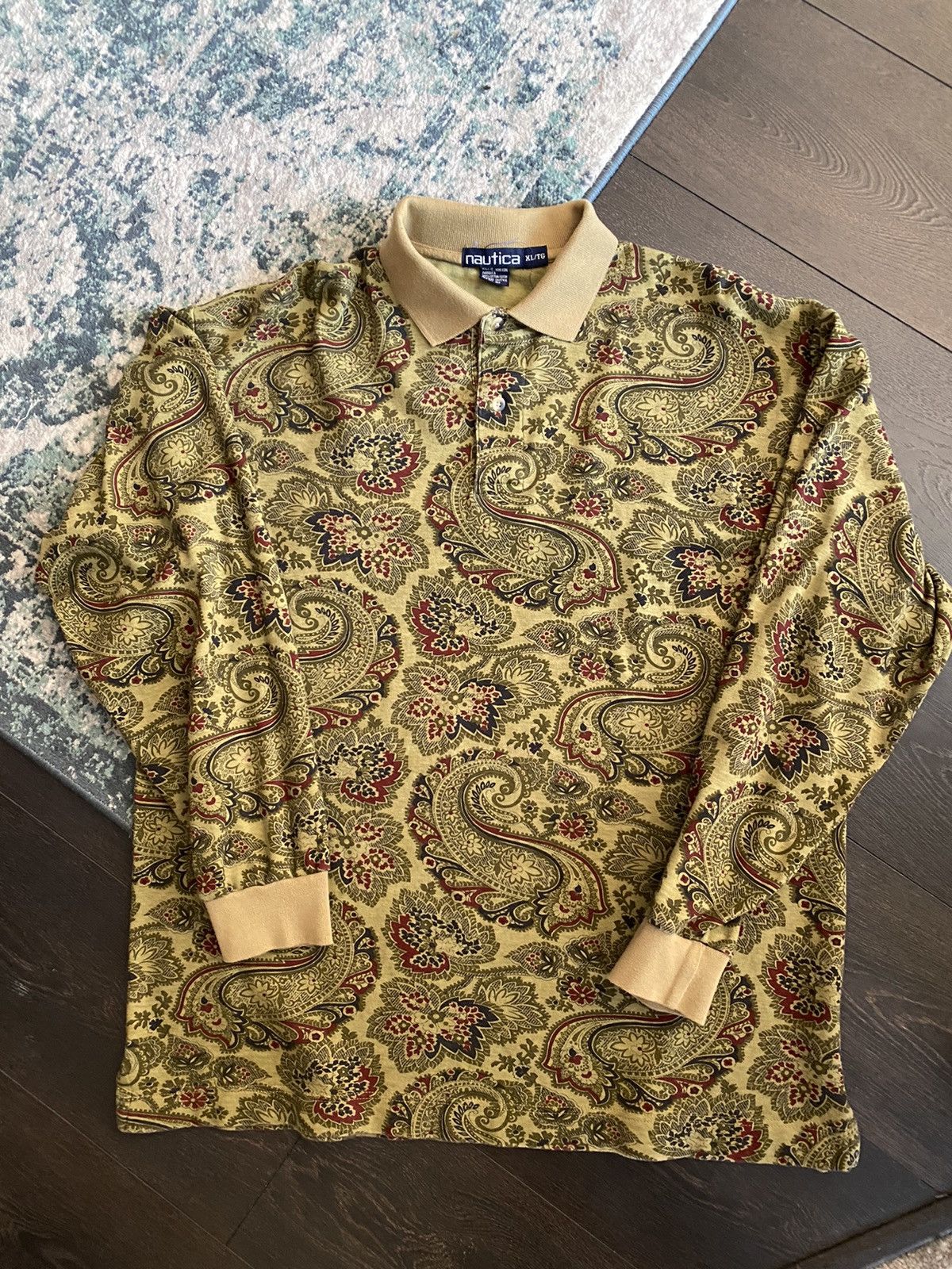 Nautica × Vintage Vintage 1990’s Nautica Paisley Print Long Sleeve Shirt Size US XL / EU 56 / 4 - 1 Thumbnail