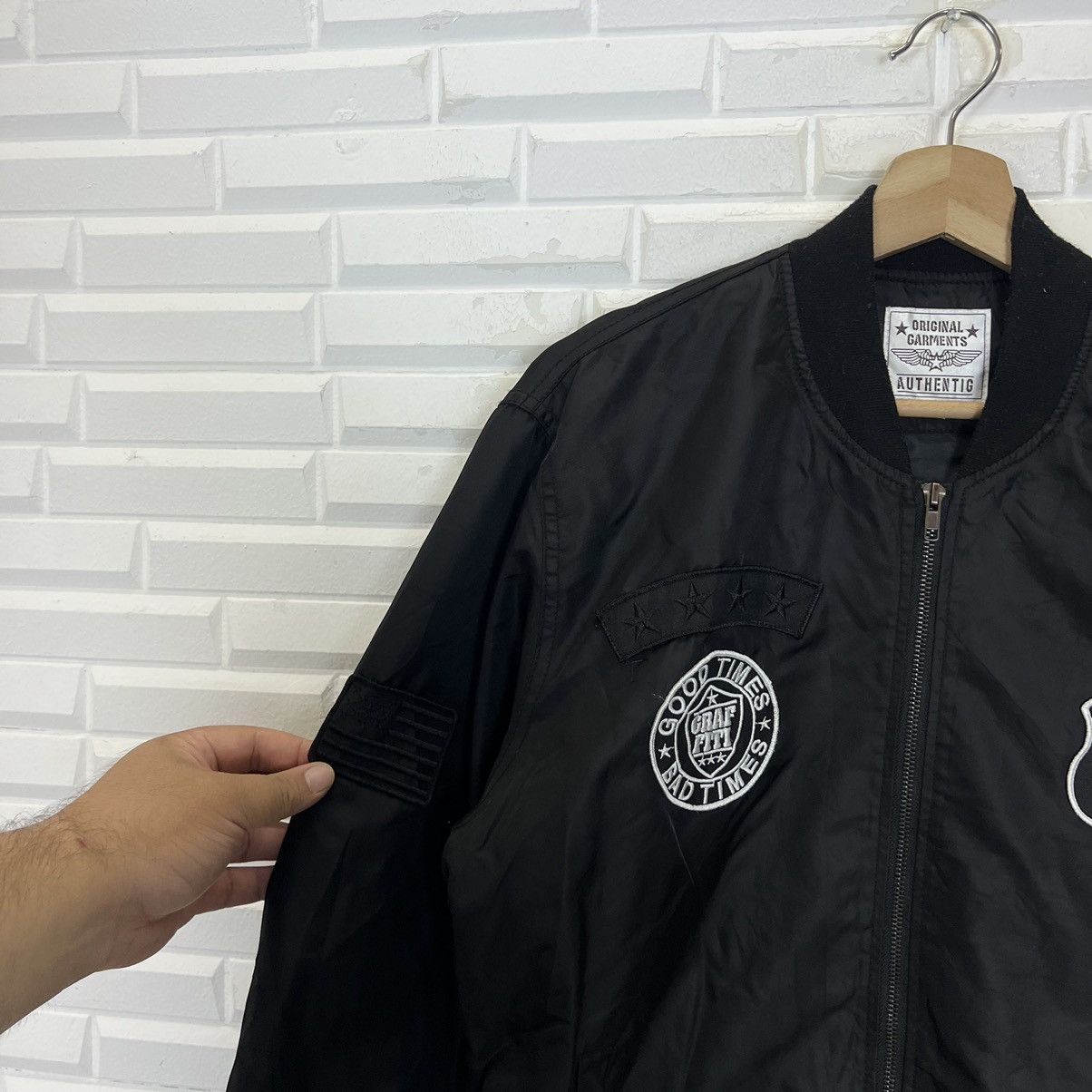 Japanese Brand VINTAGE BOMBER JACKET ORIGINAL GARMENTS AUTHENTIC FULLPATCHE Size US L / EU 52-54 / 3 - 5 Thumbnail