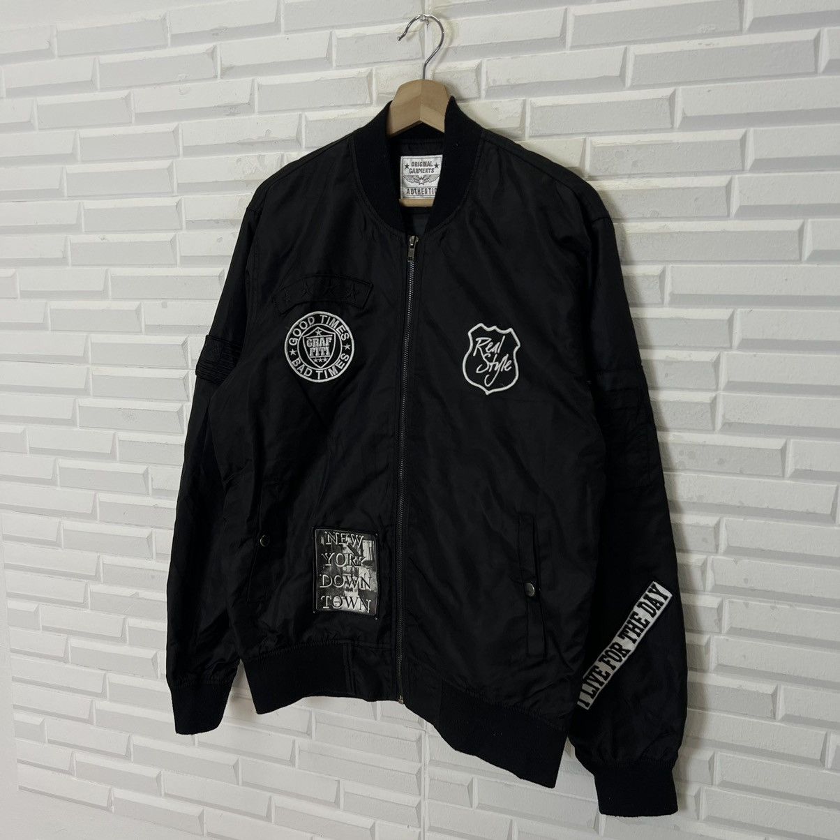 Japanese Brand VINTAGE BOMBER JACKET ORIGINAL GARMENTS AUTHENTIC FULLPATCHE Size US L / EU 52-54 / 3 - 2 Thumbnail