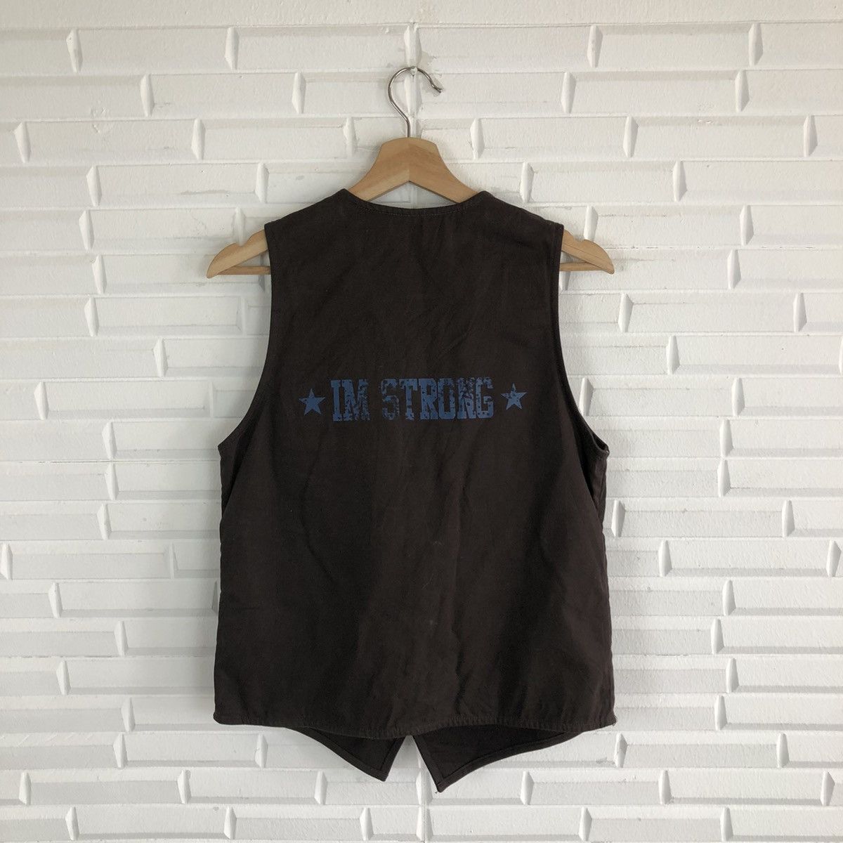 Japanese Brand DOUBLE FLAG VEST STREET RARE I AM STRONG BIG LOGO Size US L / EU 52-54 / 3 - 6 Thumbnail