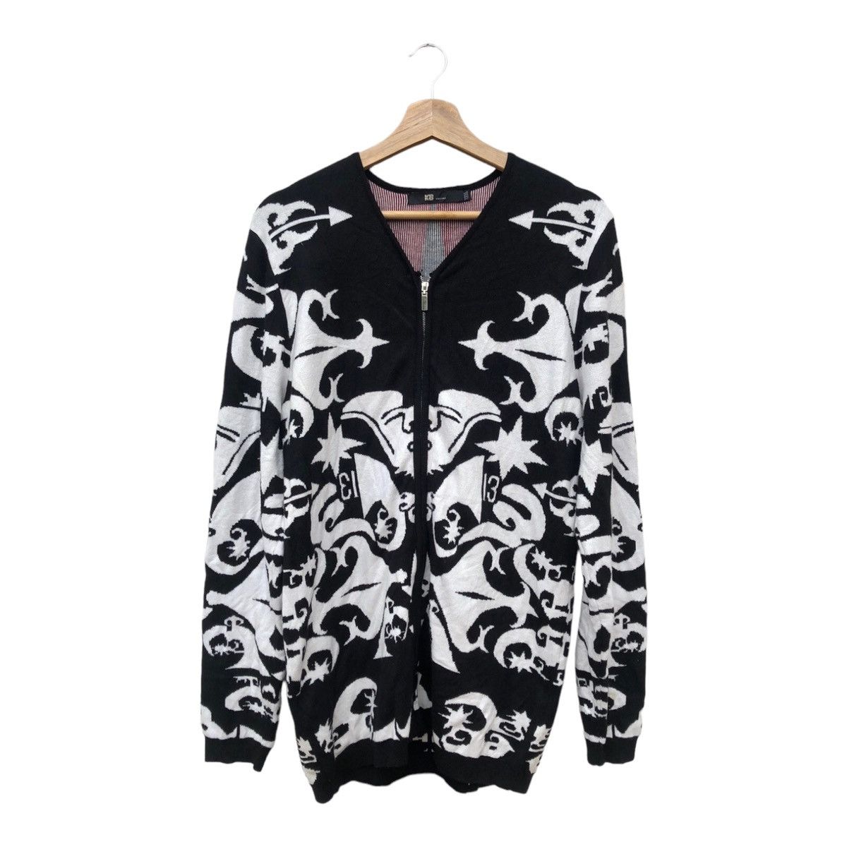 image of Cardigan x Coloured Cable Knit Sweater Women Kabalunge Knitwear Fleece in Black White
