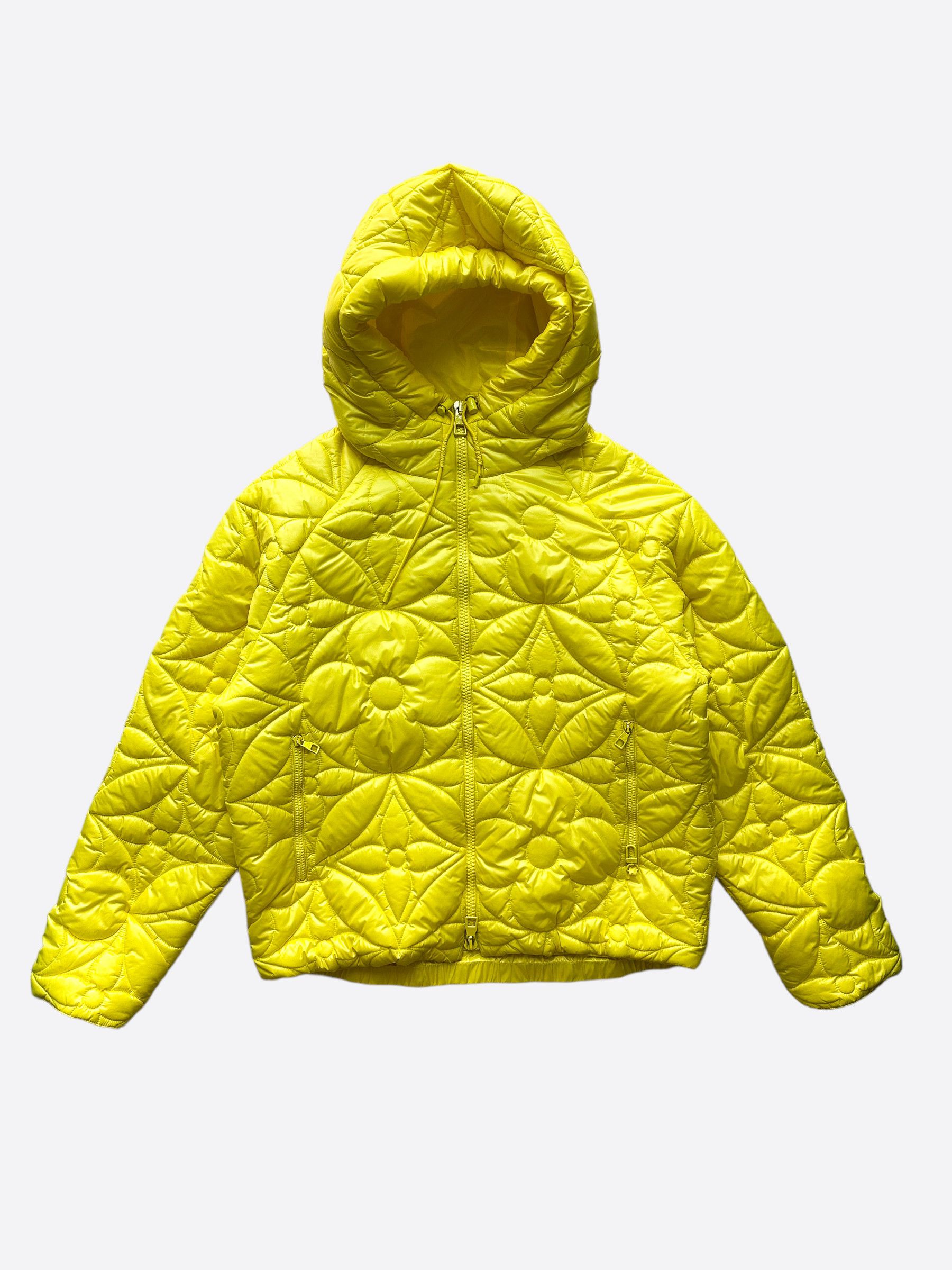 image of Louis Vuitton Yellow Flower Monogram Puffer Jacket, Men's (Size Large)