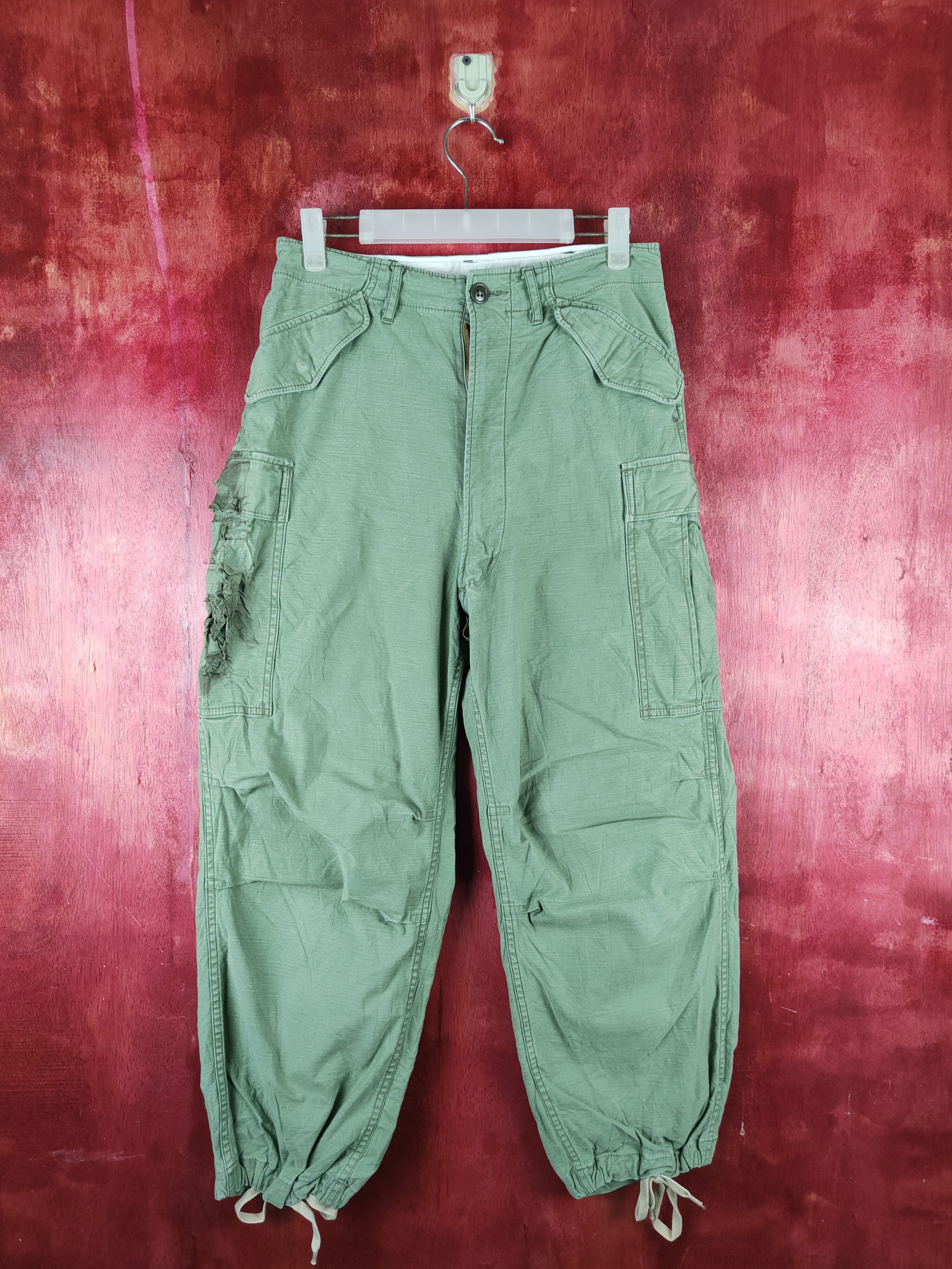 Japanese Brand Japan vintage ripped Light Green Tactical Cargo Pants #S724 Size US 28 / EU 44 - 1 Thumbnail